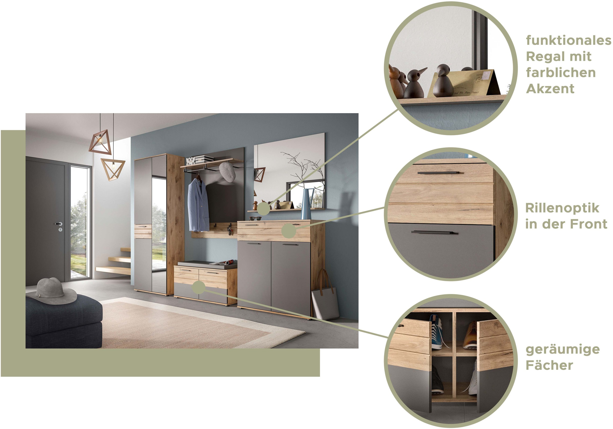 INOSIGN Garderobenschrank »Riga, Höhe 200 cm, 2 Türen, 4 Einlegeböden, 1 Kleiderstange«, mit Softclose, Kleiderstange ausziehbar,universal einsetzbarer Schrank