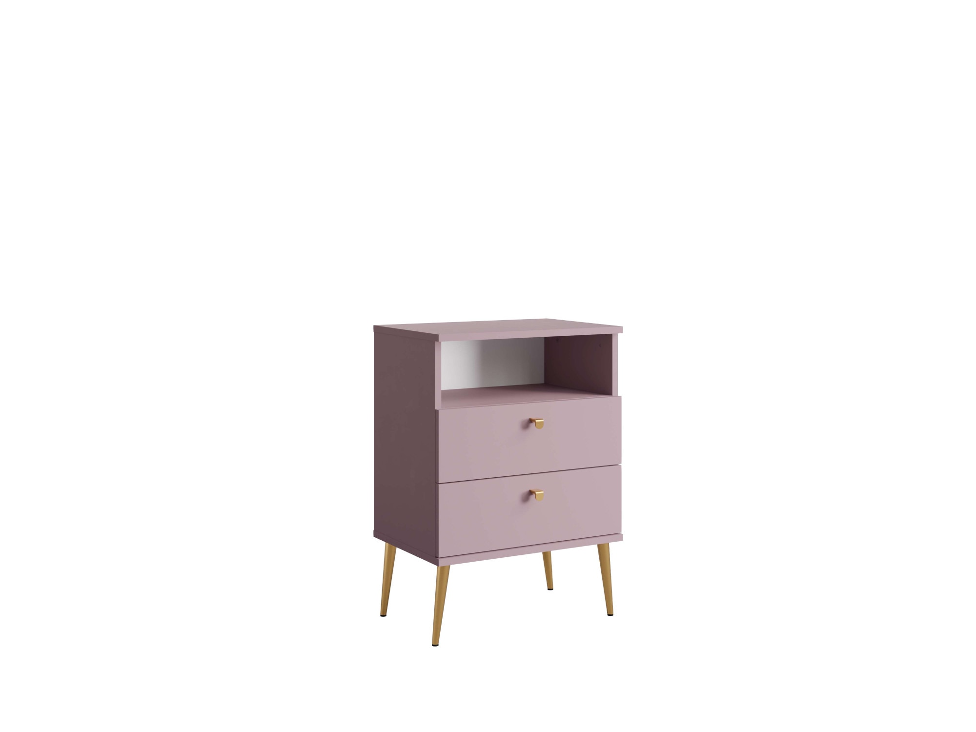 INOSIGN Nachttisch »Elyria, Metallgriffe, FSC-zertifizierter Holzwerkstoff«, (Nachtkommode B/T/H 50/34/69cm), mit 2 Schubladen, 1 offenes Fach, viele Farben mit goldfb. Details