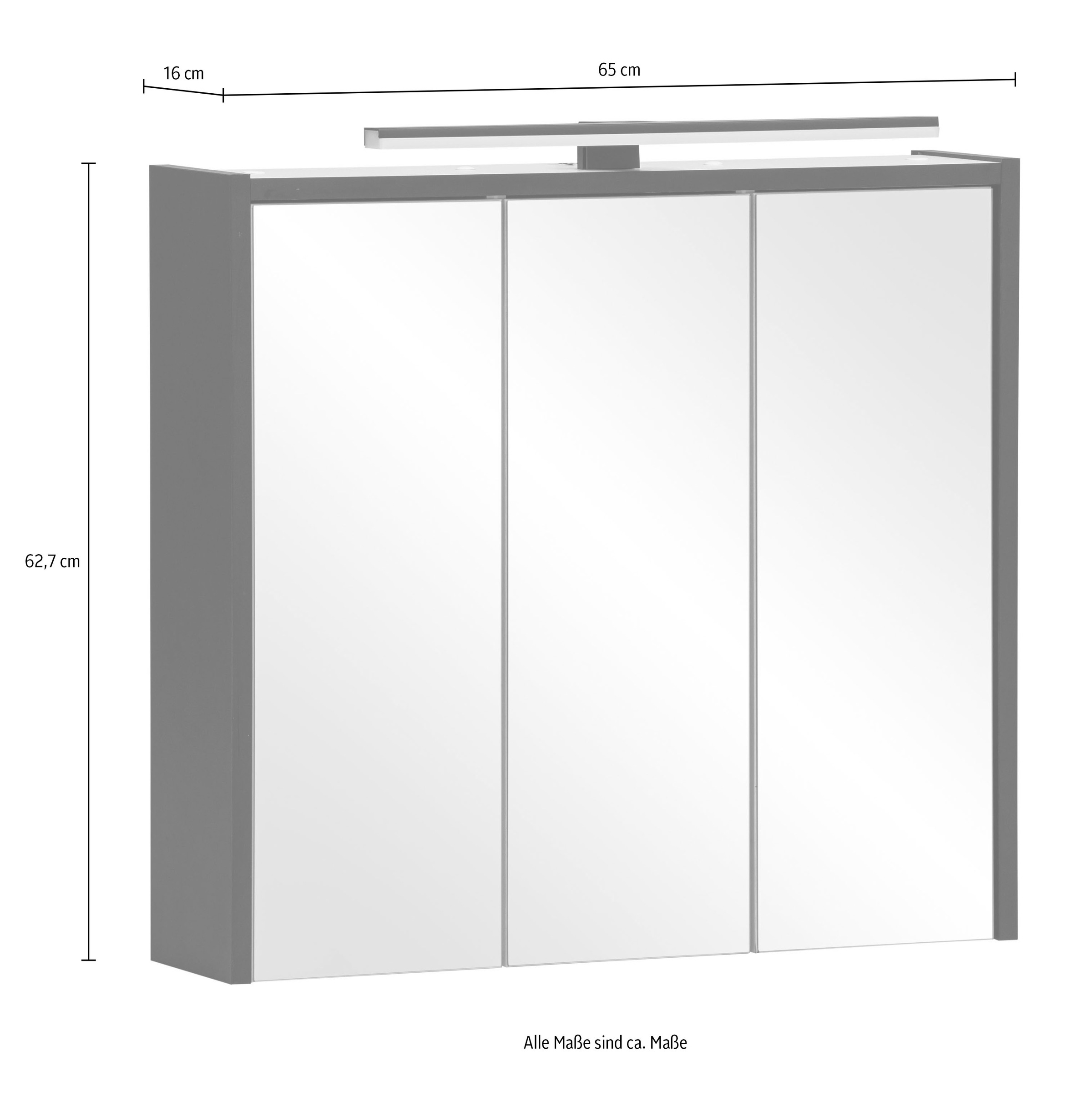 Schildmeyer Badezimmerspiegelschrank »Emmik, Breite 65 cm, LED-Beleuchtung«, Made in Germany