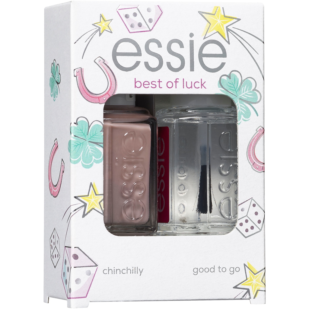 essie Nagellack-Set »good luck«, (2 tlg., Nagellackfarbe chinchilly (13,5ml) + Nagelüberlack good to go (13,5ml)