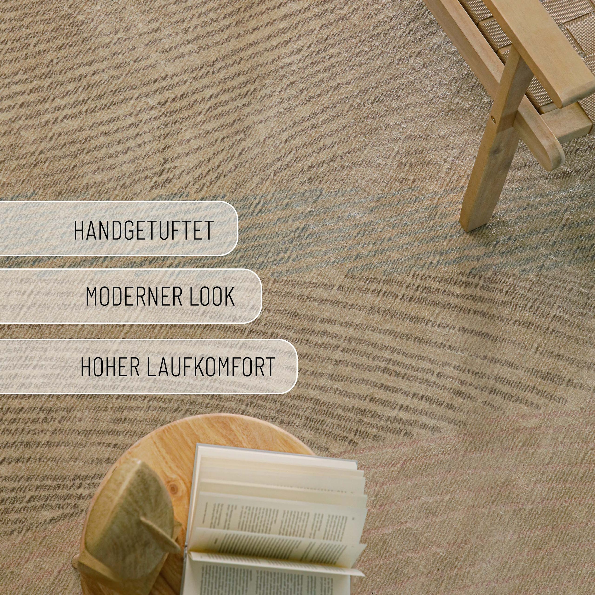 Wecon home Teppich »Skai« rechteckig 6 mm Höhe Teppich, modern, abstrakt, handgetuftet, robust, pflegeleicht, dezent