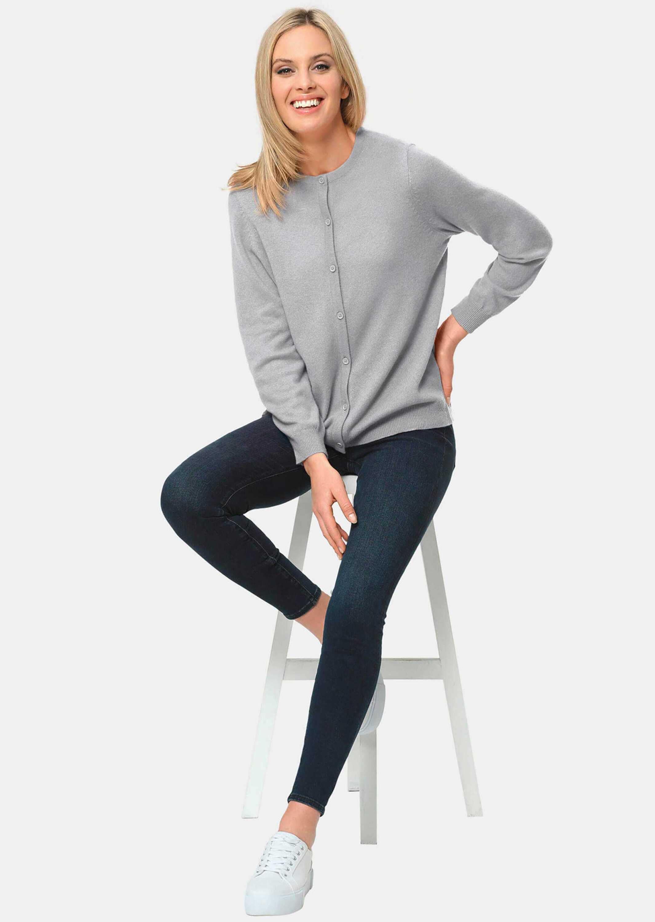 GOLDNER Strickpullover »Kaschmirstrickjacke mit Rundhalsausschnitt Kuschelweiche Kaschmir-Strickjacke mit Rundhals«