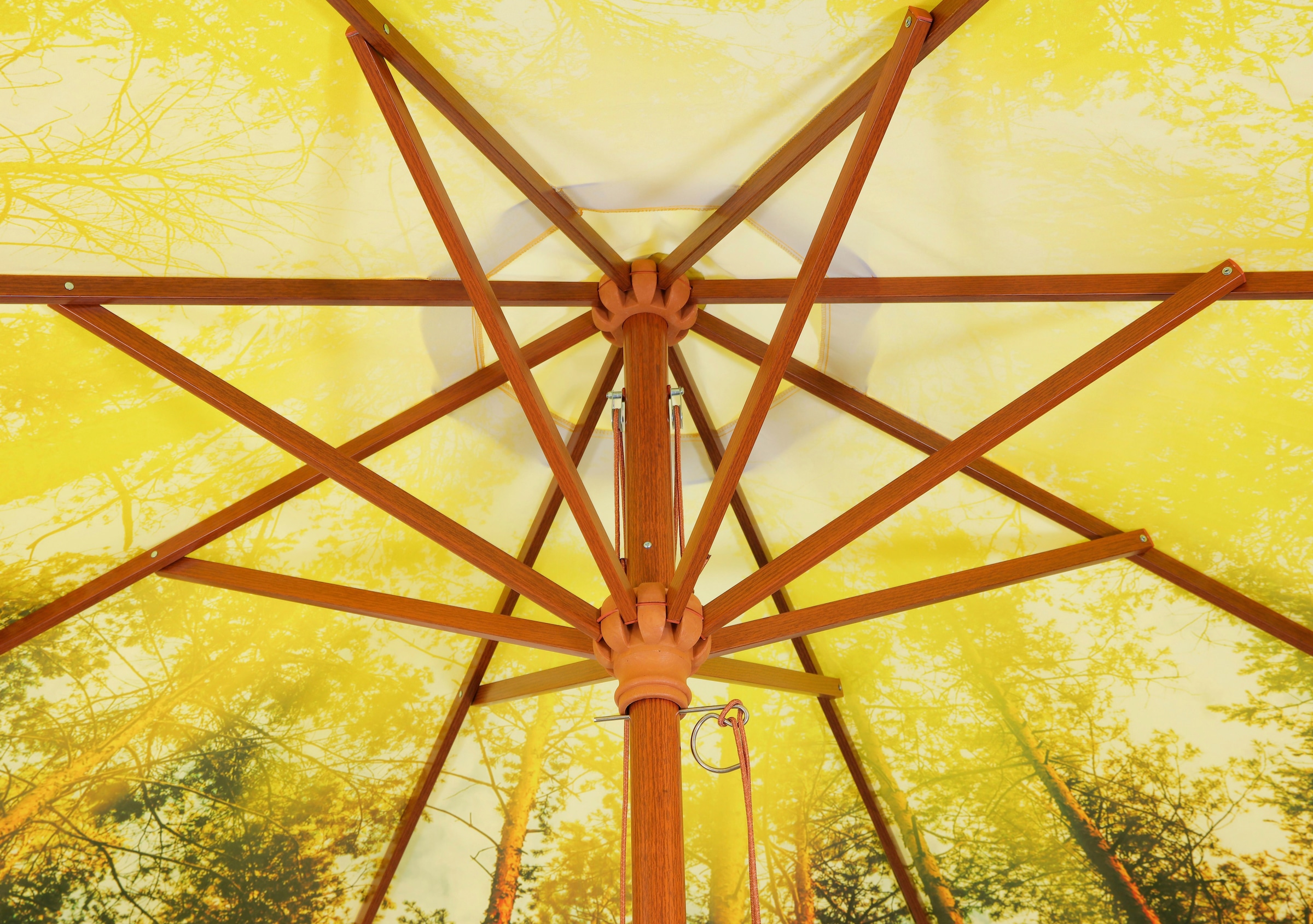 Schneider Schirme Marktschirm »Malaga Forest«, Durchmesser 300 cm, Innen mit Waldmotiv, rund, ohne Schirmständer