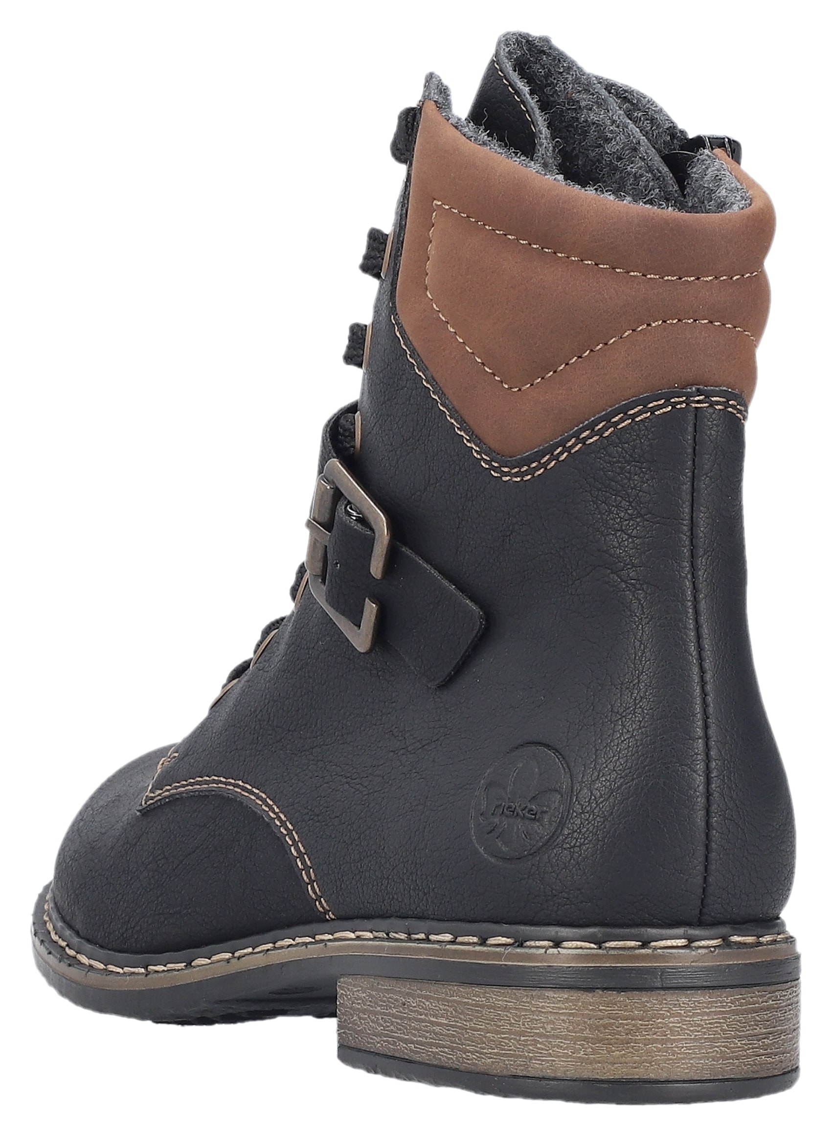 Rieker Schnürstiefelette, Schnürboots, Stiefelette, Blockabsatz, mit gepolstertem Schaftrand