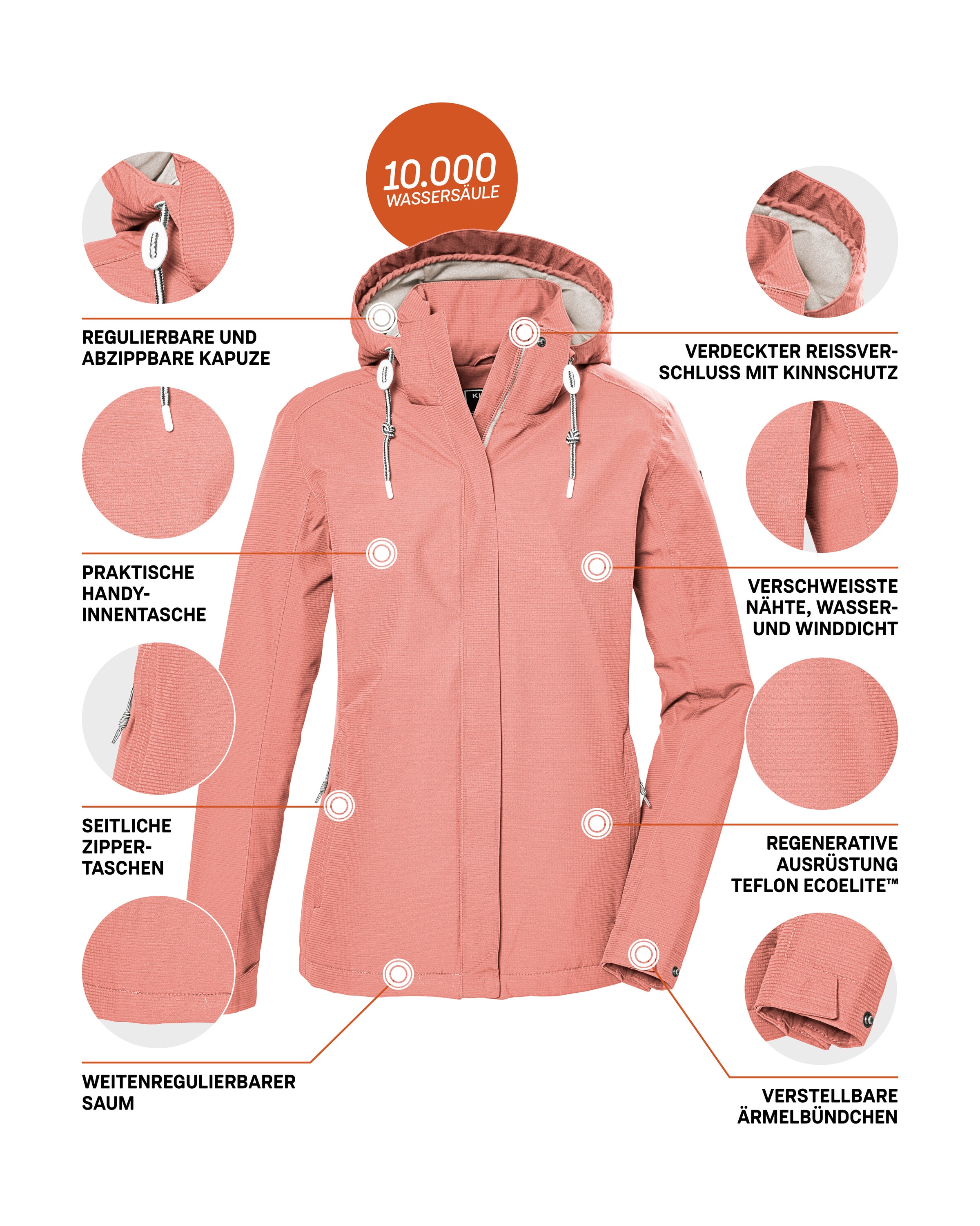 Killtec Outdoorjacke »KOS 61 WMN JCKT« Funktionsjacke: wasser- und winddicht, atmungsaktiv, abnehmbare Kapuze