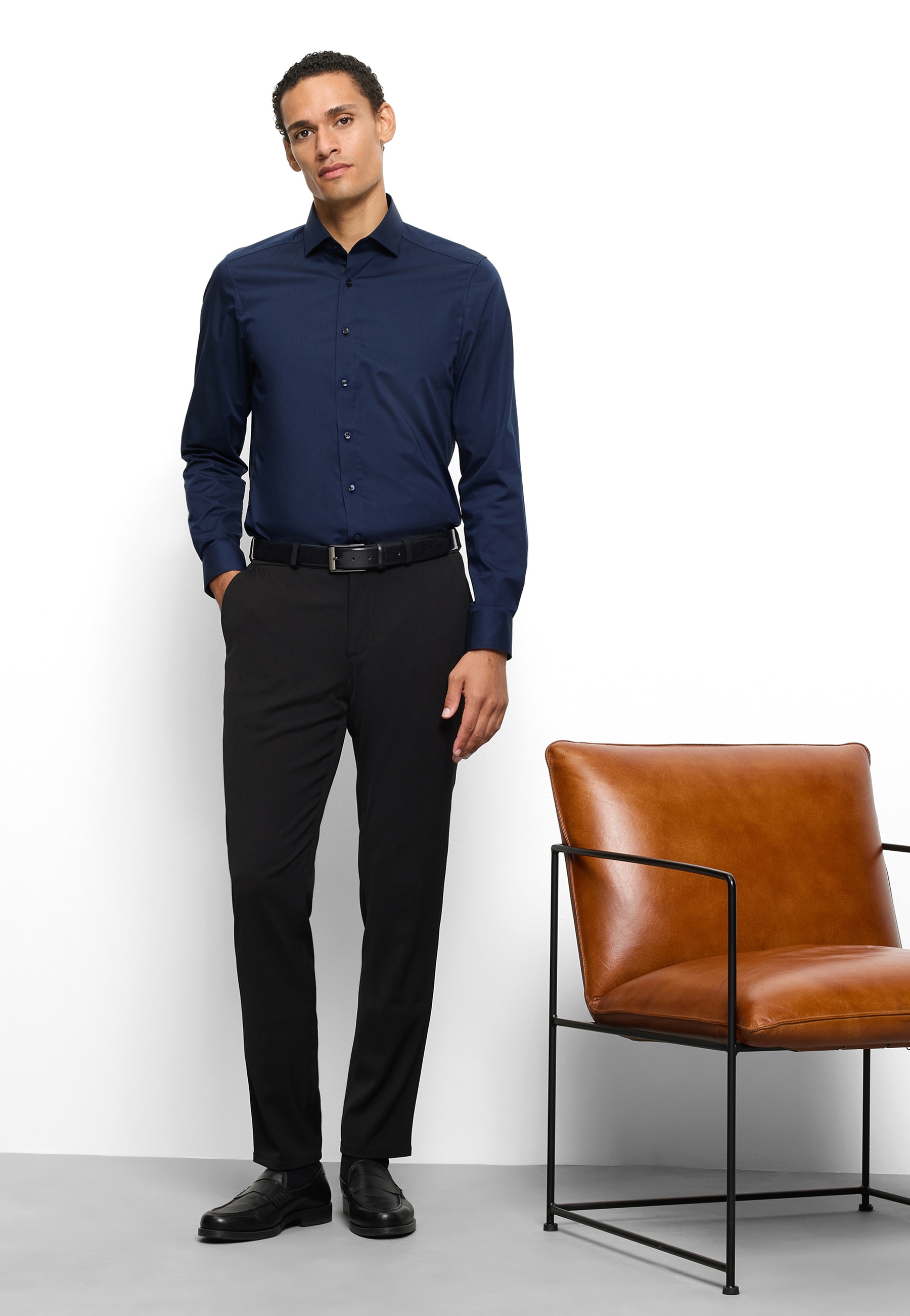 OLYMP Langarmhemd »Level Five« Businesshemd, unifarben, body fit, Royalkentkragen