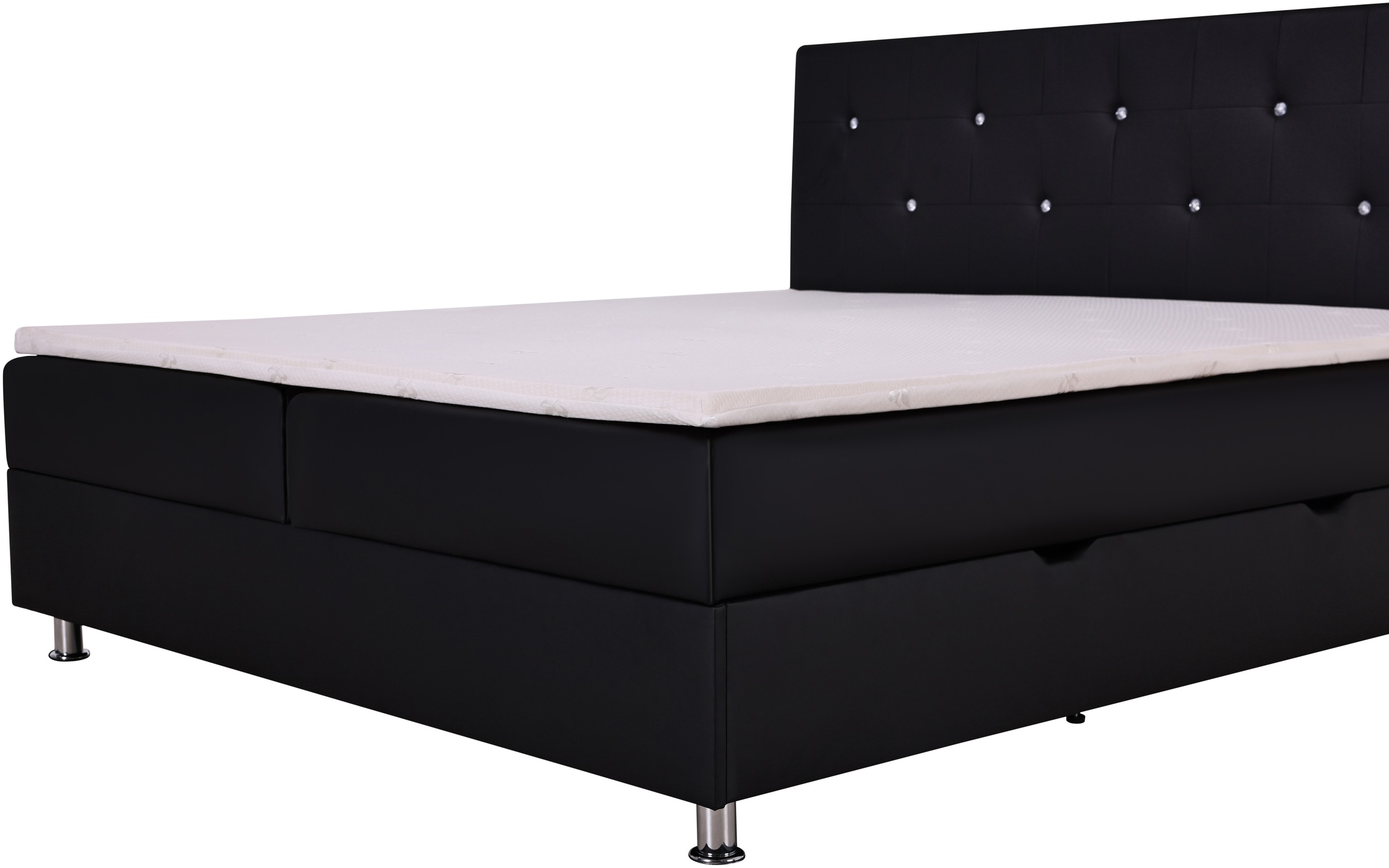 Home affaire Boxbett »Big Noux aus schwarzem Kunstleder mit Kristallsteinen im Kopfteil« inkl. Bettkasten, erhältlich in der Größe 180x200cm