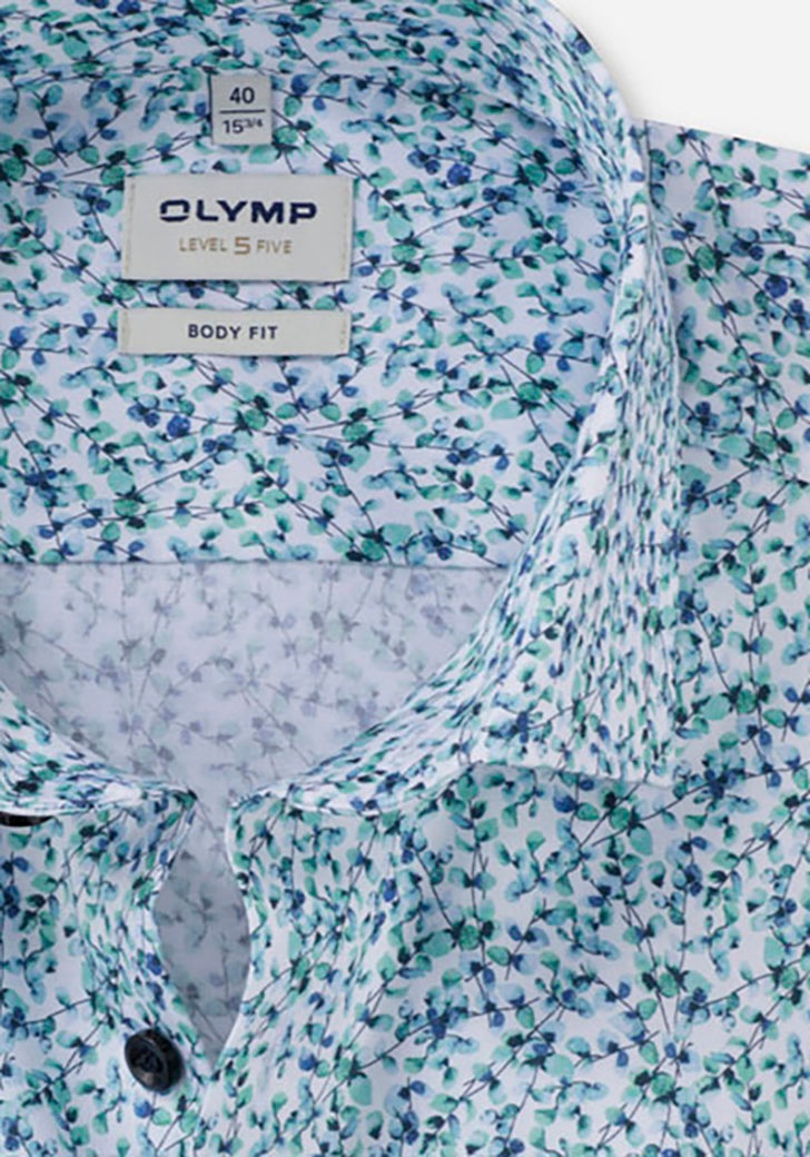 OLYMP Businesshemd »Level 5«, Sommerliche Blüten in Grün auf attraktiver Linie