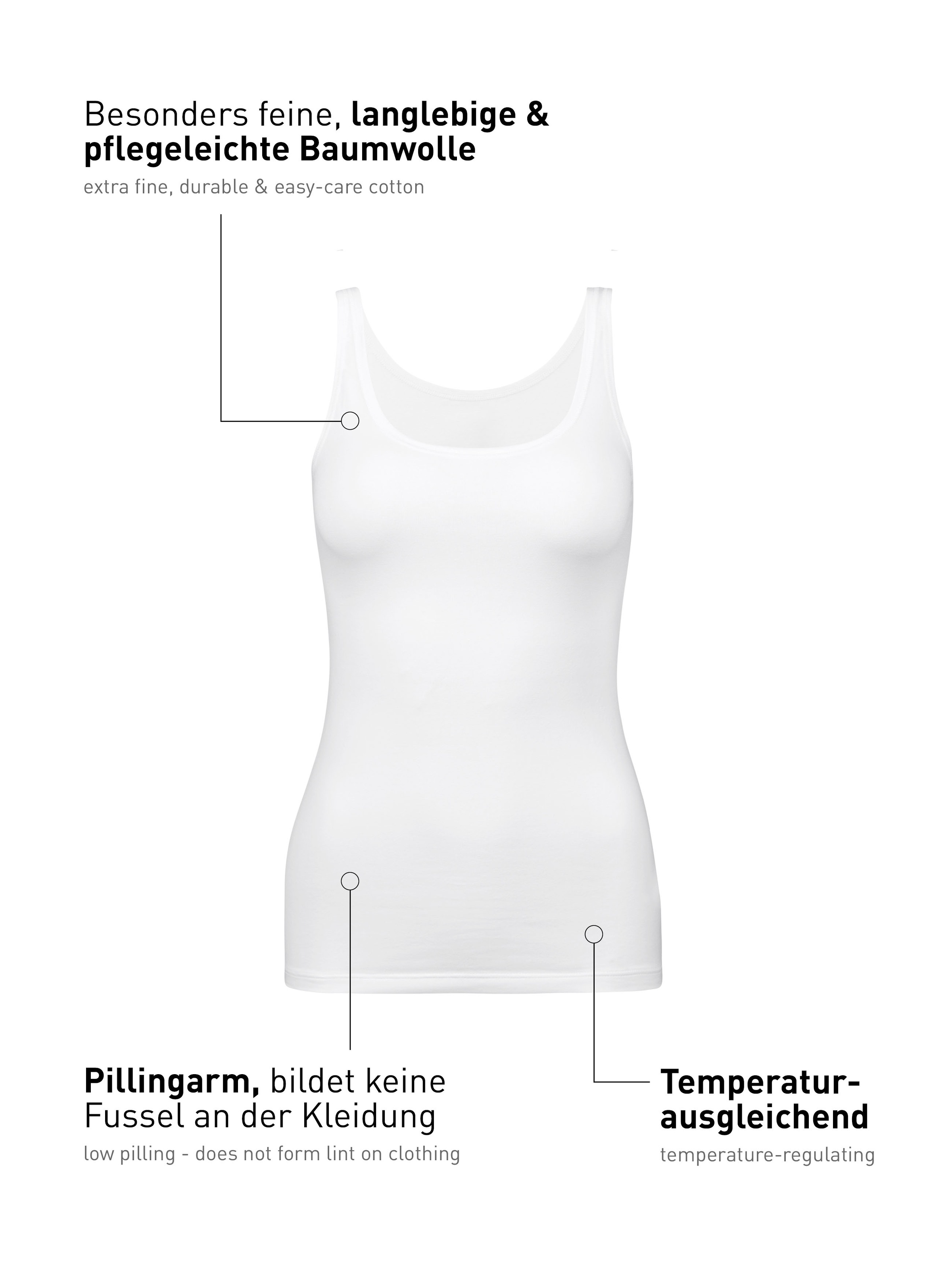 CALIDA Tanktop »Natural Comfort« elastisch, pillingarm, weich, Single Jersey Qualität, atmungsaktiv