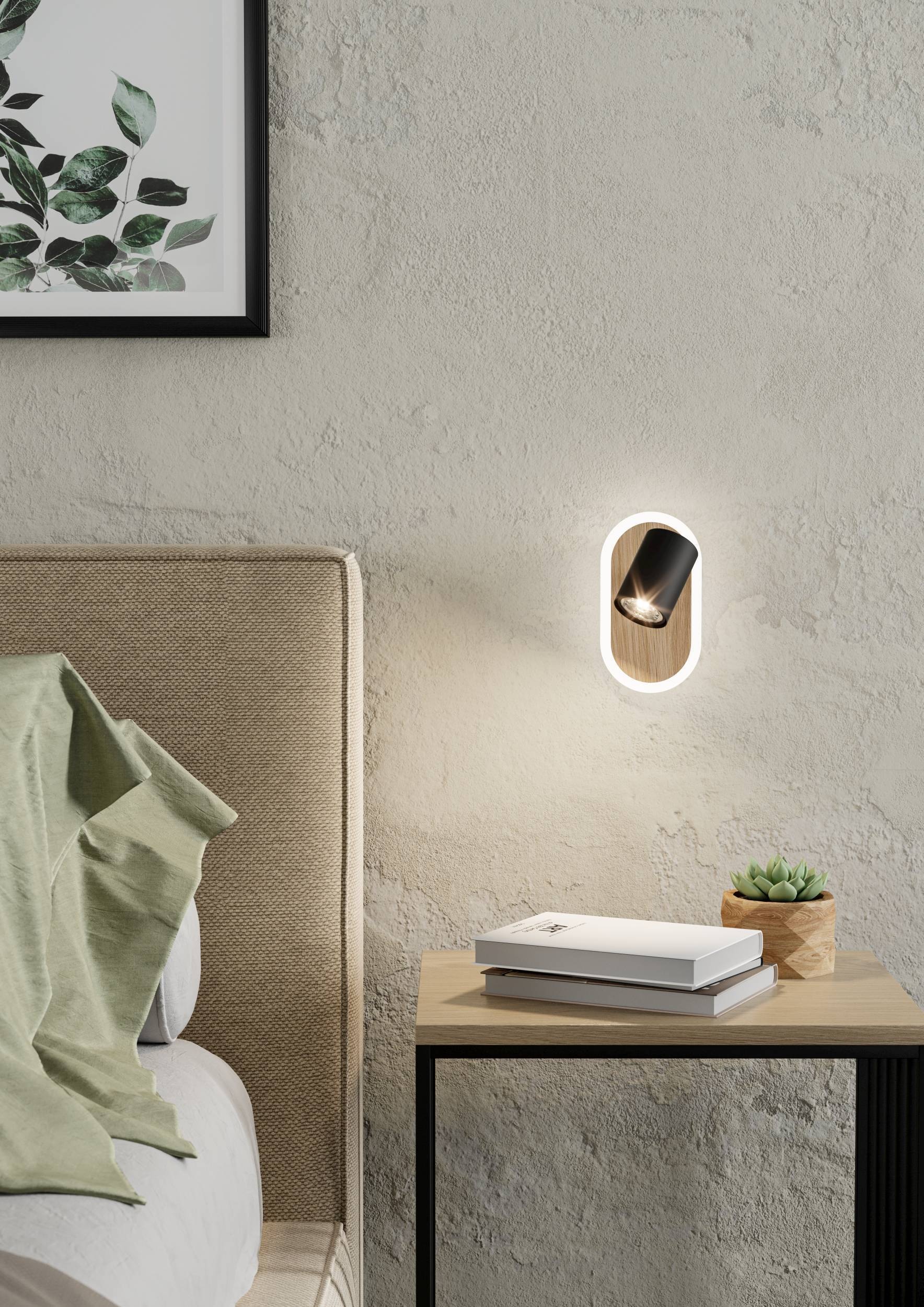 EGLO Deckenleuchte »Rimbocchi Wandleuchte, Metall und Holz-Optik, Spotbalken schwenkbar« LED-Modul 1 Stk. Warmweiß Spot - L18 x B10 x H15 cm - schwarz, braun - 7W inkl.
