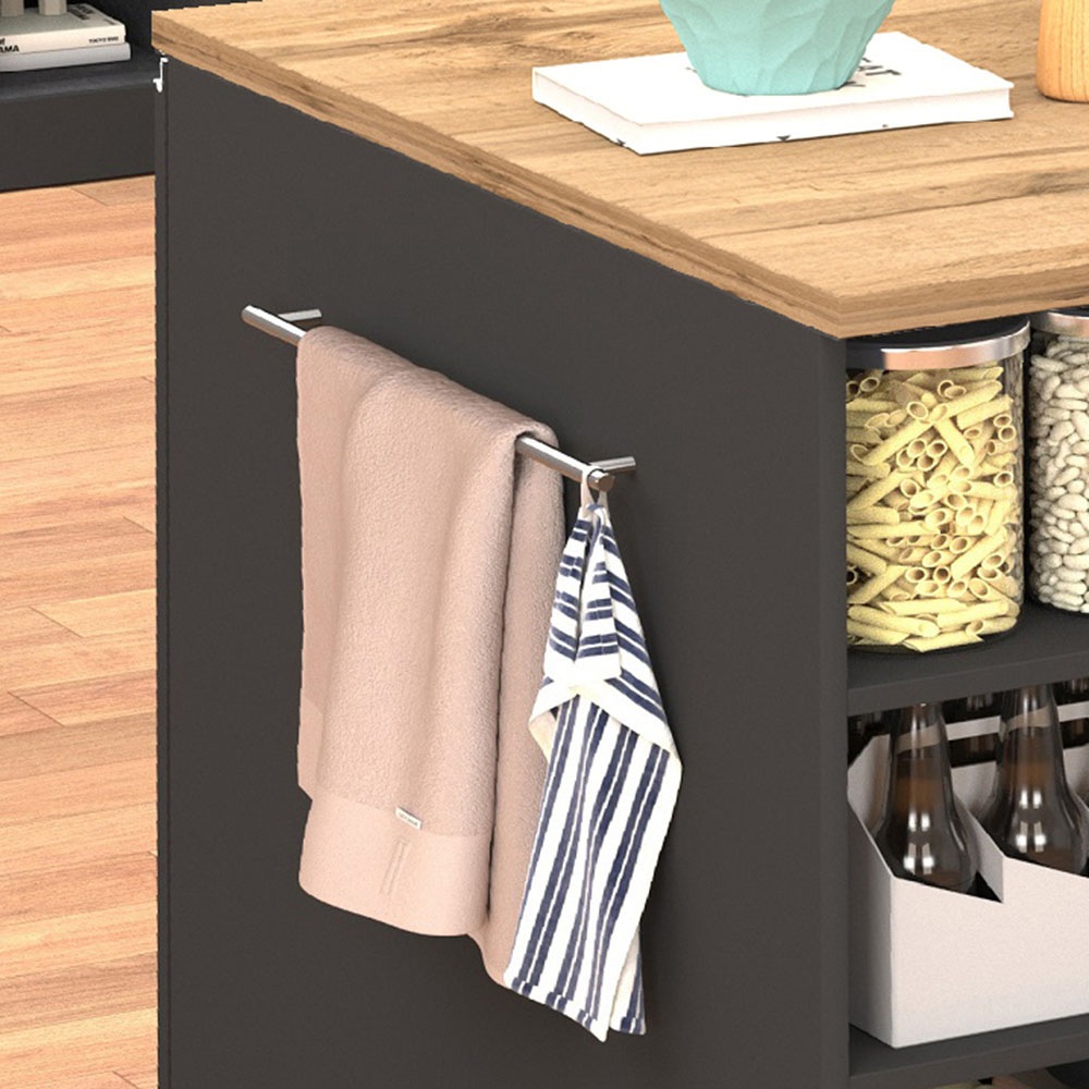 KOCHSTATION Kücheninsel »KS-Sole, Kochinsel, Küchenarbeitsblock, Inselküche, Arbeitsinsel«, Breite 152,5 cm, mit Essplatz, Handtuchhalter, Fächer und Weinregal