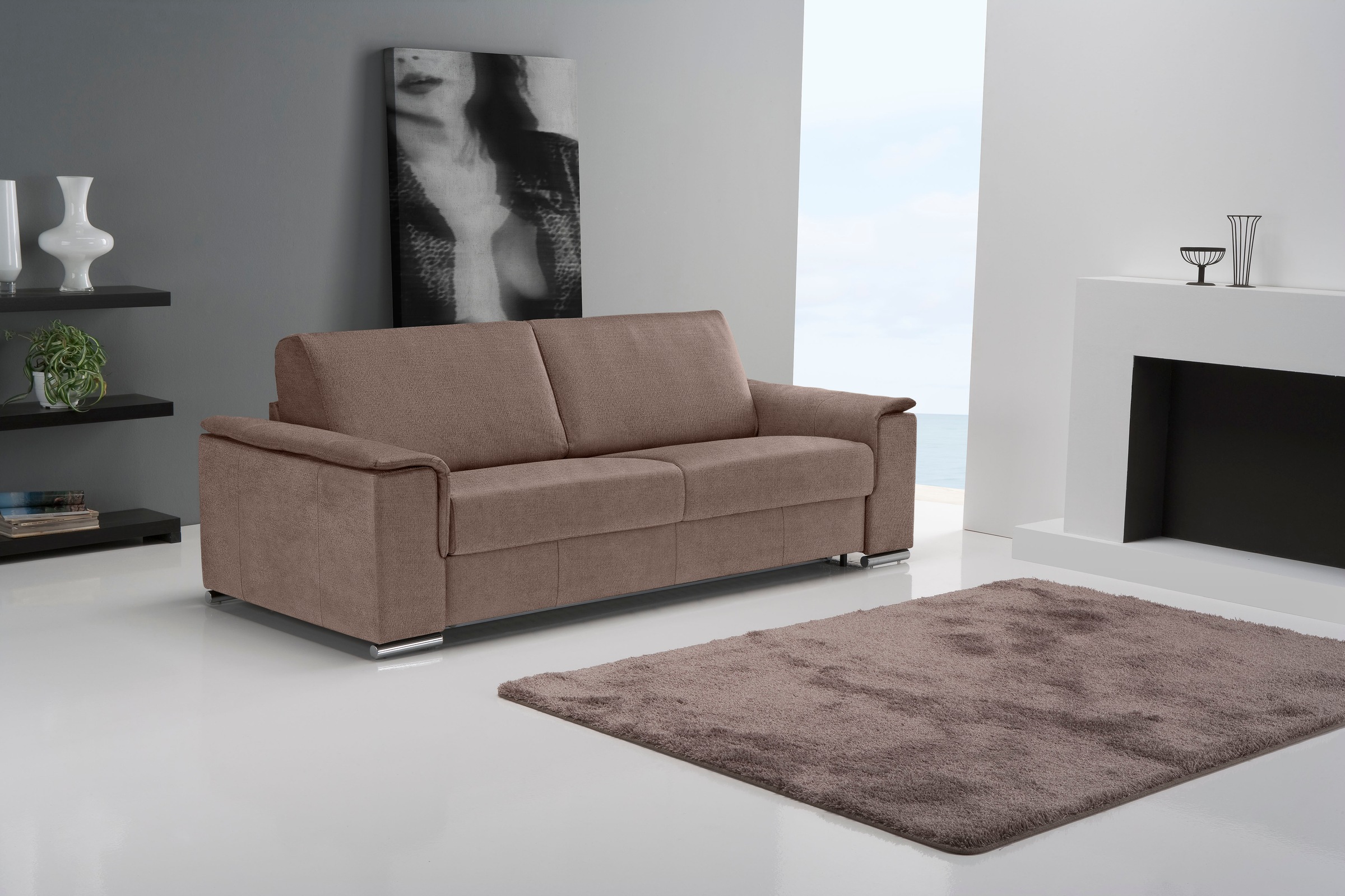 Egoitaliano 2,5-Sitzer »Cecilia, modern und elegant mit erstklassigem Sitzkomfort«, mit verchromten Metallfüßen