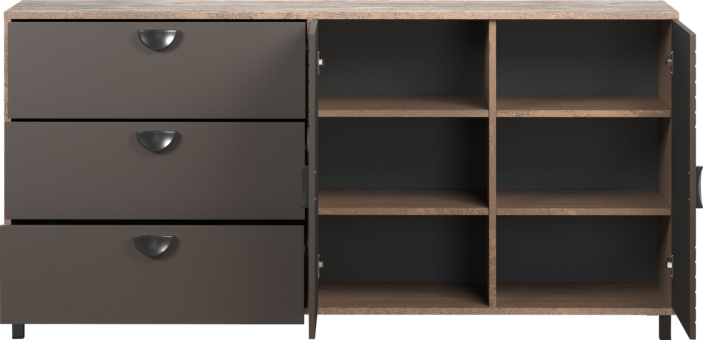 INOSIGN Sideboard »Fusion«, (1 St.), Kommode mit markantem Kreismuster - Antikoptik - (B/T/H) 176/42/86 cm