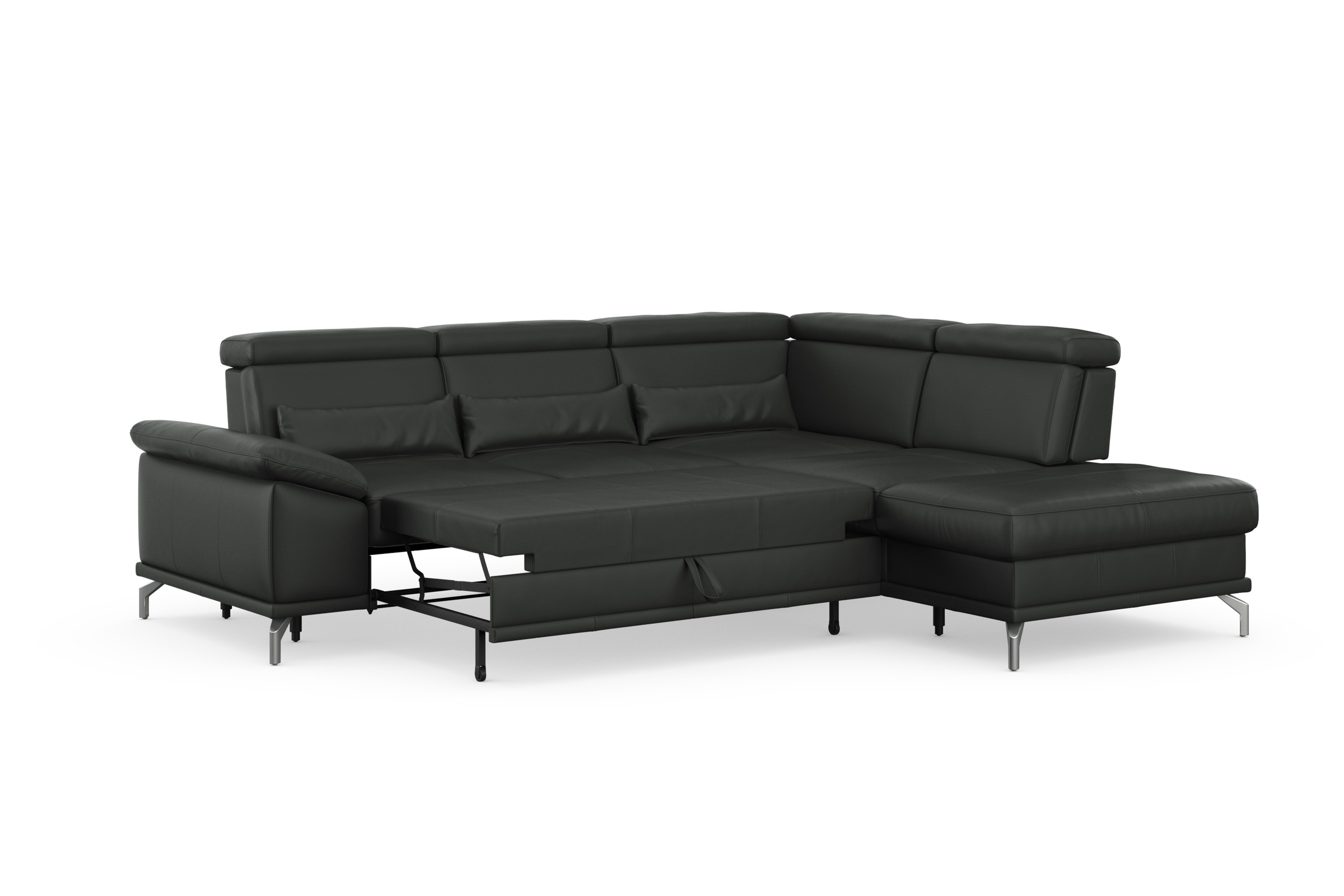 sit&more Ecksofa »Cabrio L-Form, mit Sitztiefenverstellung, Arm- und Kopfteilverstellung«, 3 Nierenkissen, Federkern, optional Bettfunktion und Stauraum
