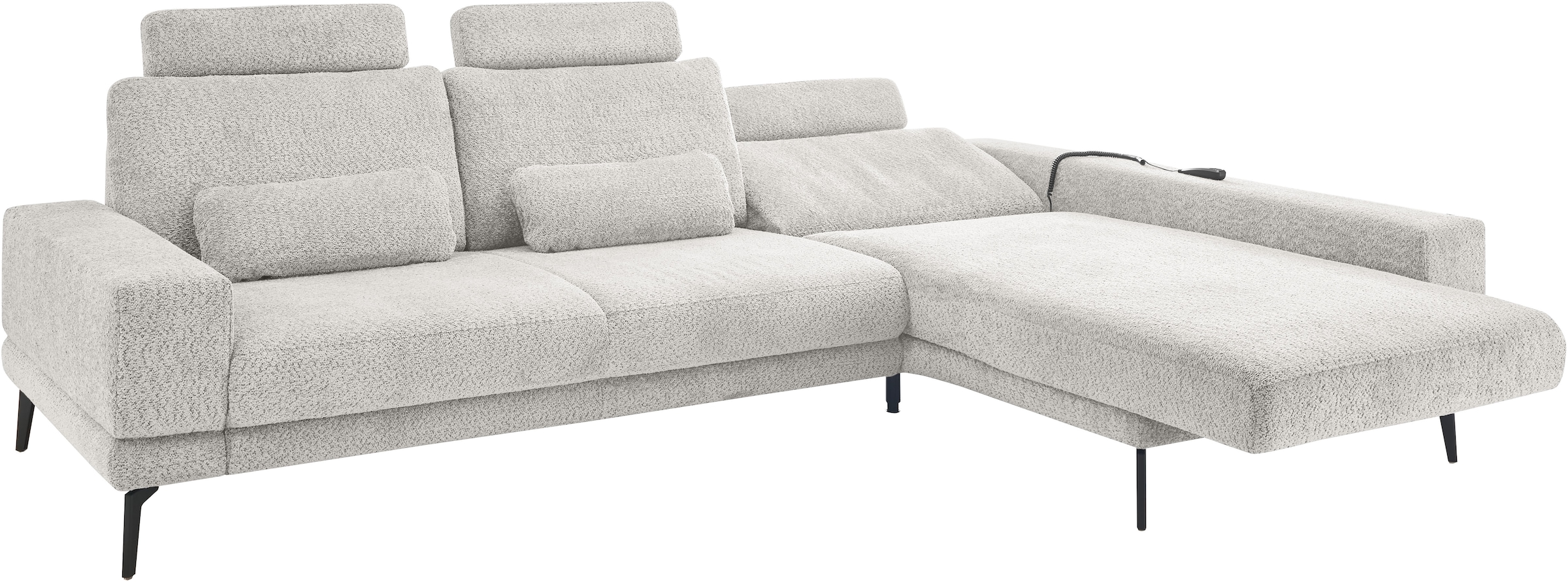 set one by Musterring Ecksofa »SO 3600, inkl motor. Sitztiefenverstellung, Kopfstützen, Nierenkissen«, Sitzhöhe 44 cm, Federkern, Breite 293 x Tiefe 180 cm, Kama silver