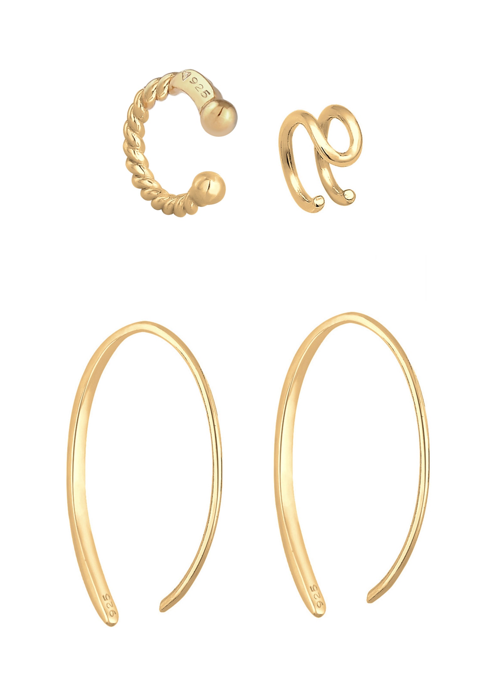 Elli Ohrstecker-Set »Ohrringe Basic Set Creolen Earcuff Blogger Trend 925 Silber«
