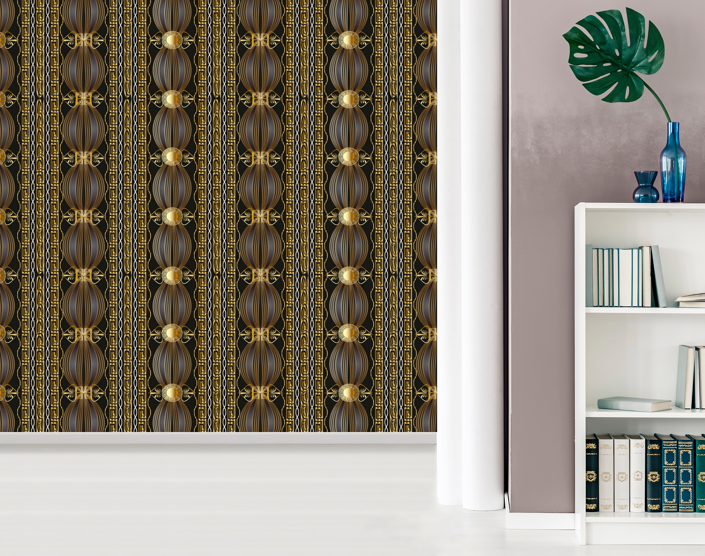 queence Vinyltapete »Brenda« Streifen glatt 90x250cm, selbstklebend, kinderleichte Anbringung, , Sticker