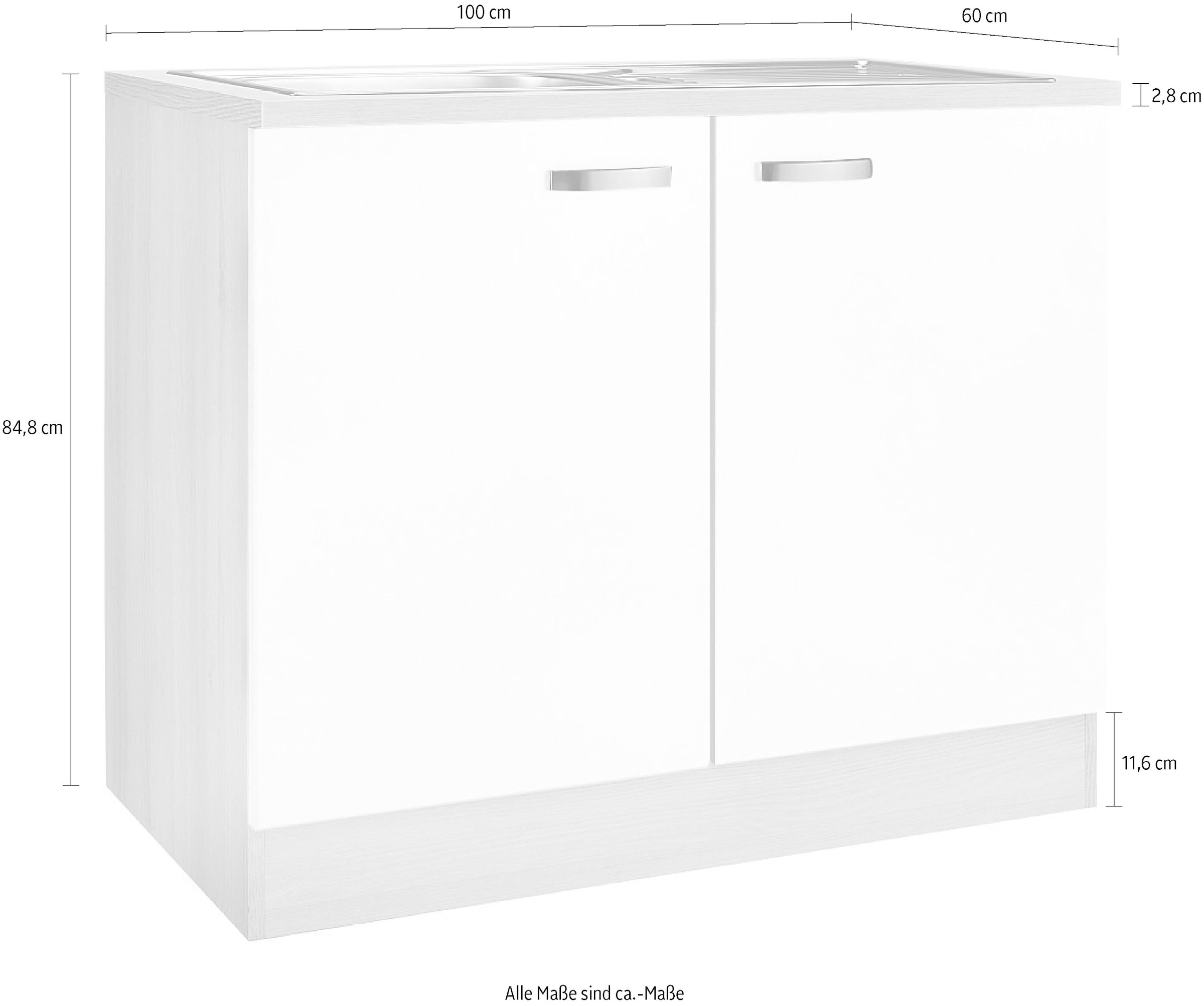 OPTIFIT Spülenschrank »Faro«, mit Metallgriffen, Breite 100 cm