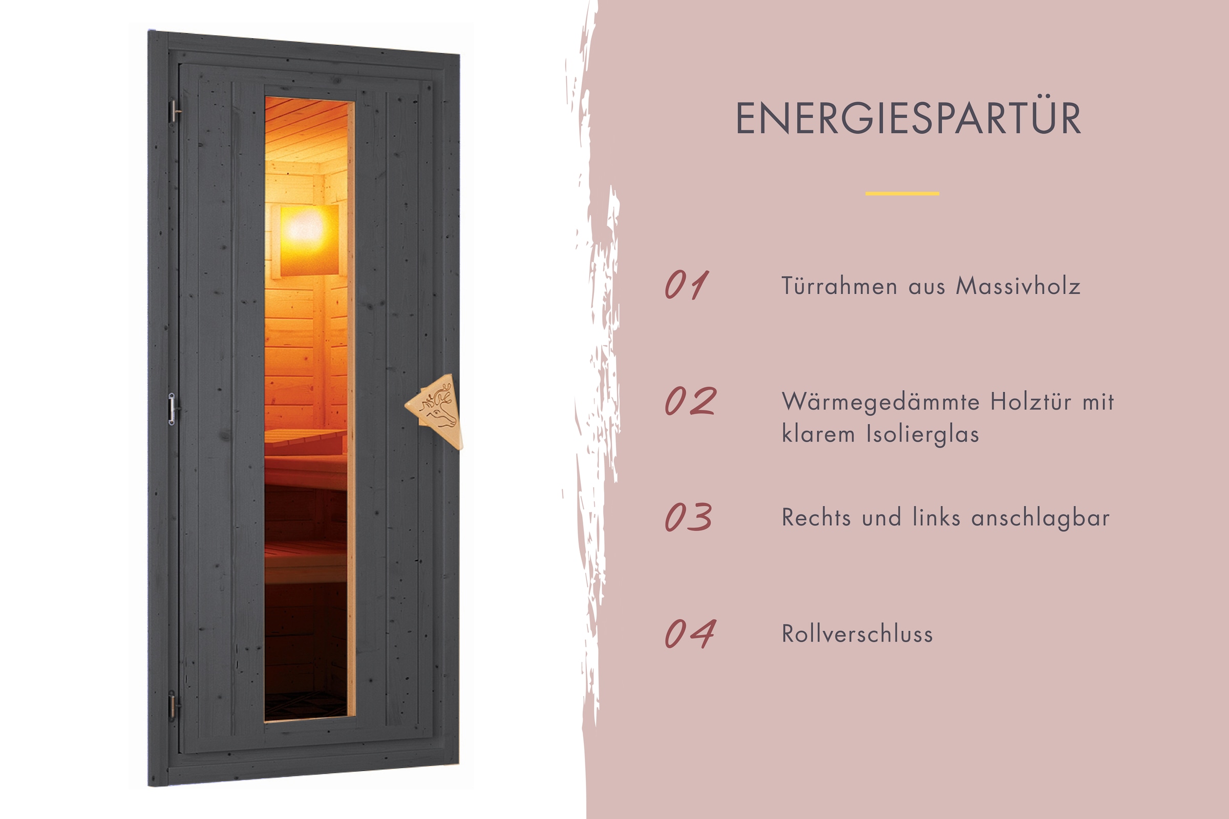 Karibu Saunahaus »»Talo 6« mit Iso-Tür, terragrau« Set, 