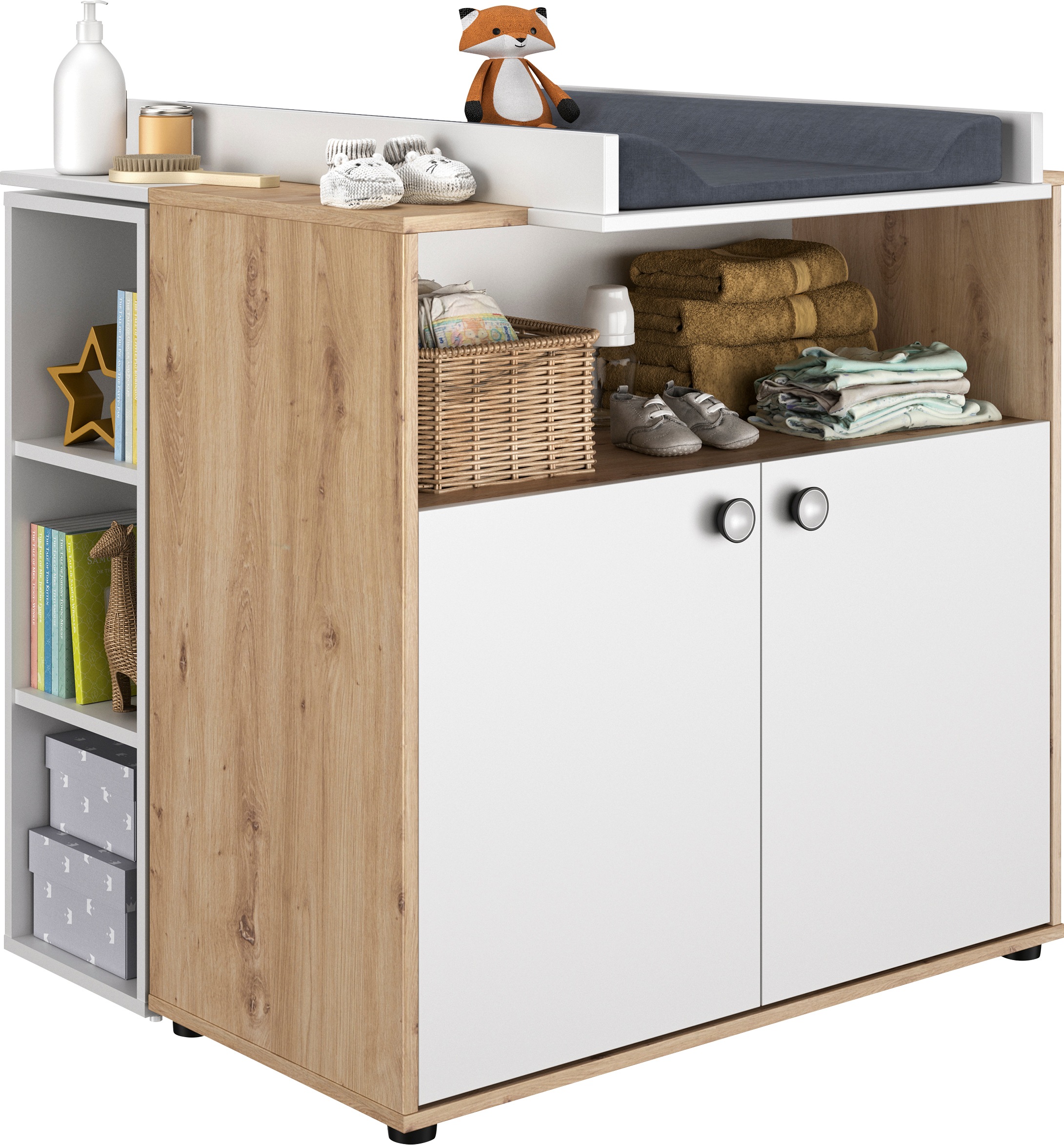 Galipette Babymöbel-Set »Arthur«, (3 tlg., bestehend aus Wickelkommode, Wickelablage und kleines Regal), bestehend aus Wickelkommode, Wickelablage und kleines Regal
