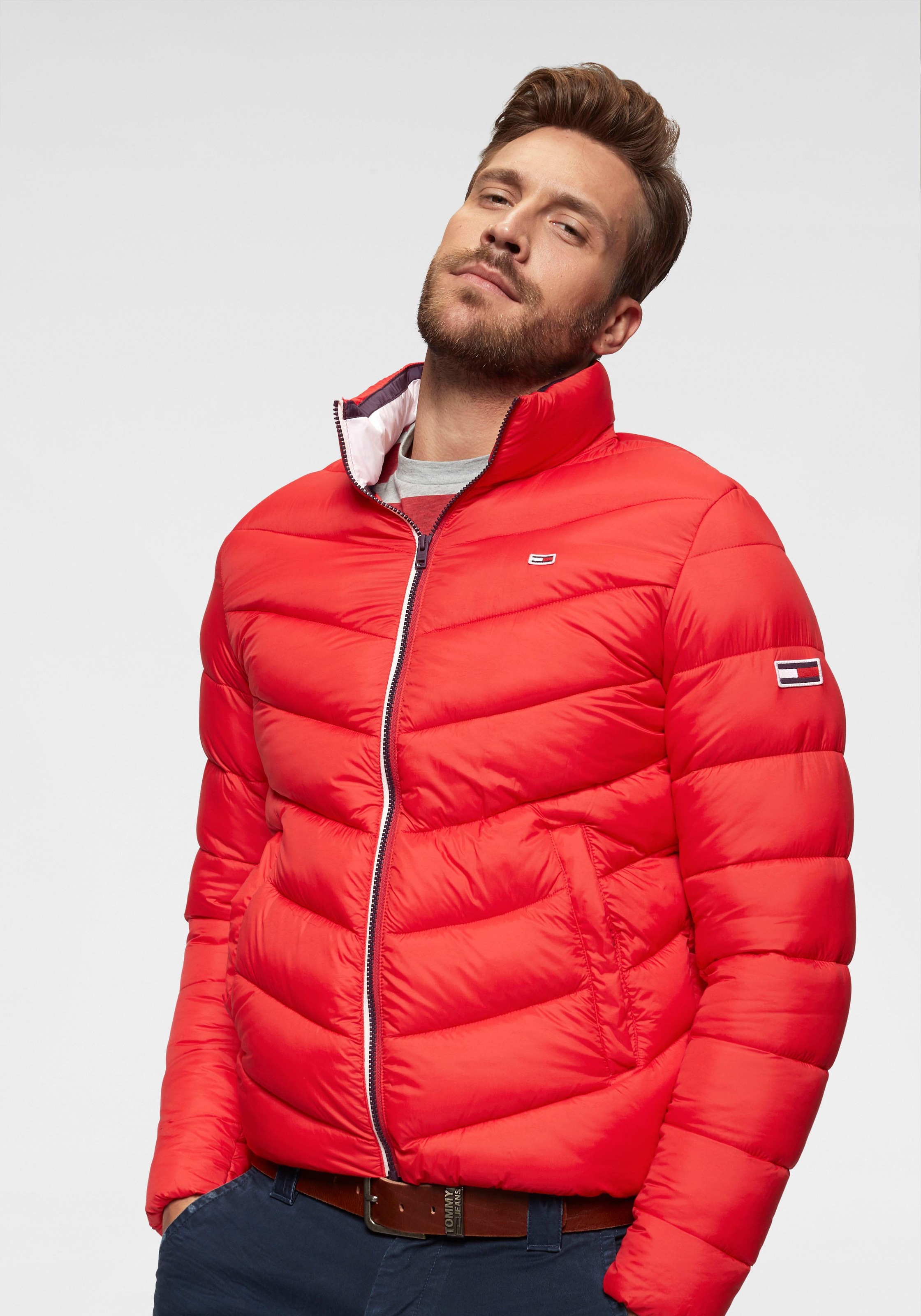 tommy jeans red puffer jacket