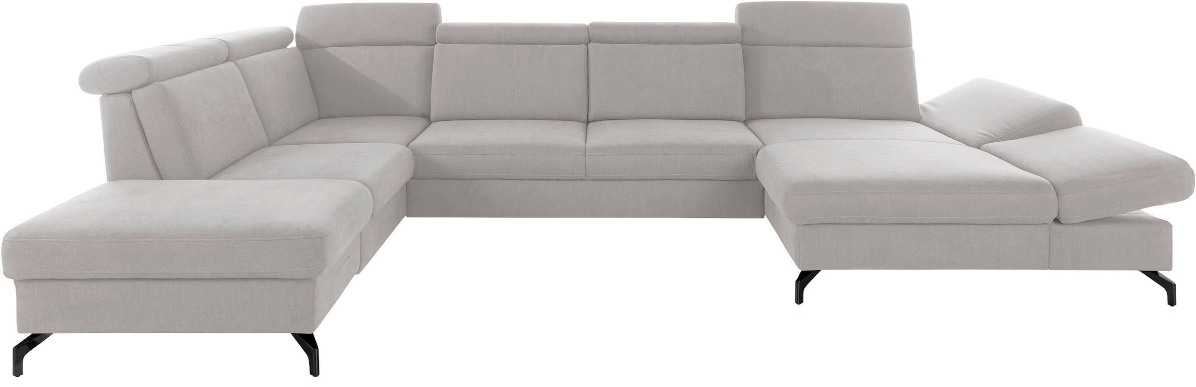 sit&more Wohnlandschaft »Brisbane U-Form«, Fußhöhe 12 cm, inklusive Sitztiefen-, Armteil- und Kopfteilverstellung