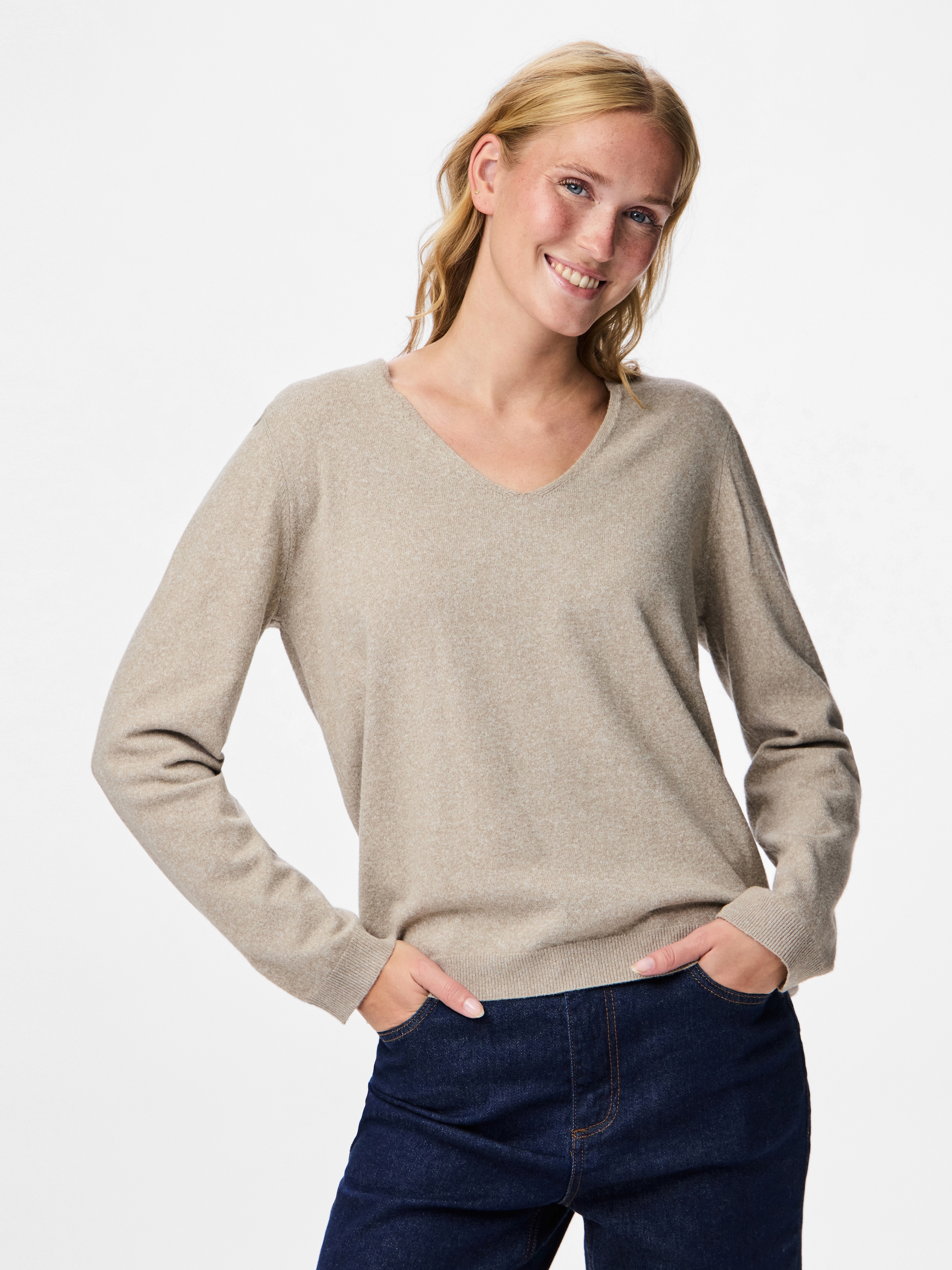 pieces V-Ausschnitt-Pullover »PCBREE LS V-NECK KNIT NOOS BC«