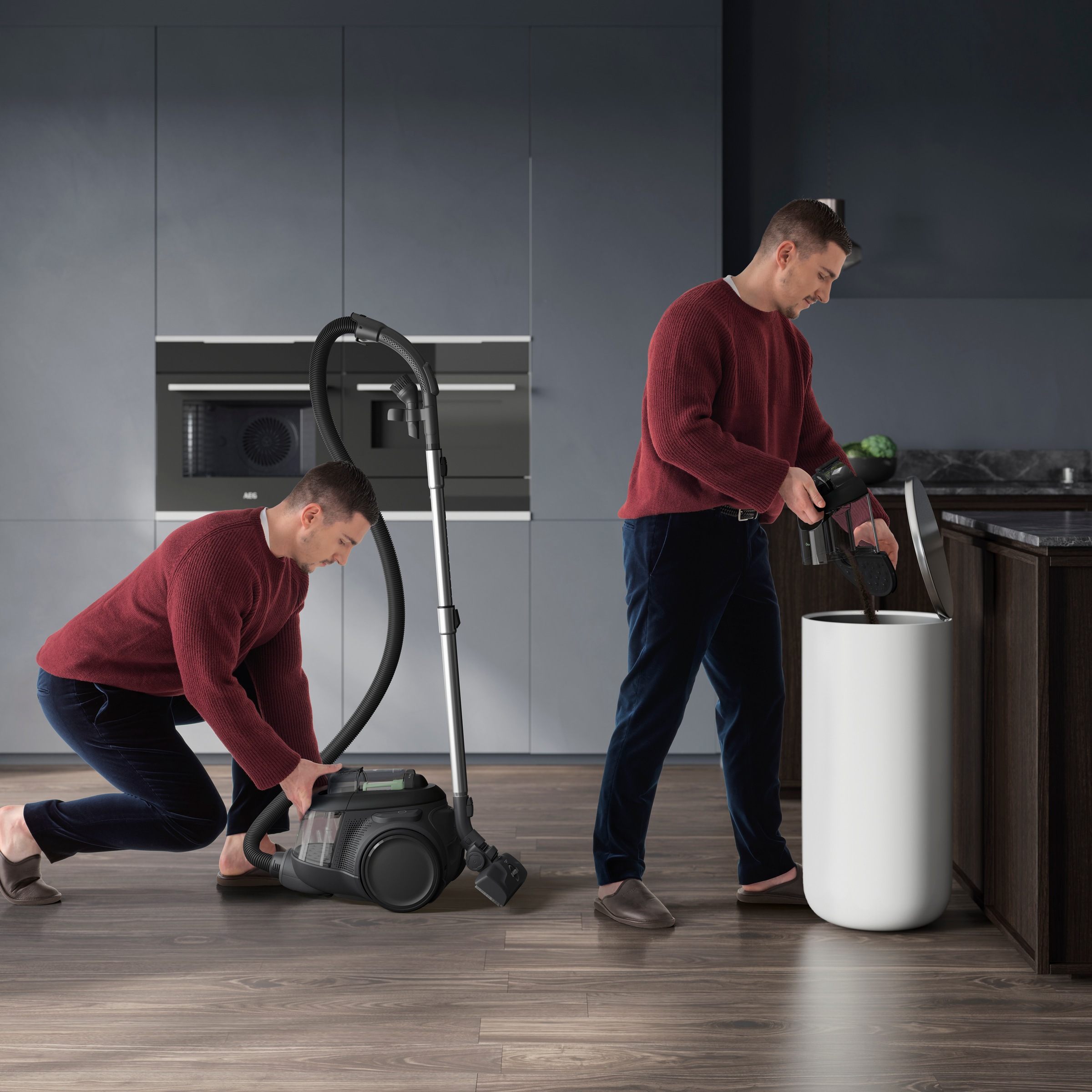 AEG Bodenstaubsauger »CLEAN 6000 ÖKO BEUTELLOSER STAUBSAUGER
(AL61C2ÖKO)«, 550 W, beutellos, hohe Saugleistung, 12 m Aktionsradius, Hartbodendüse, XL Softräder