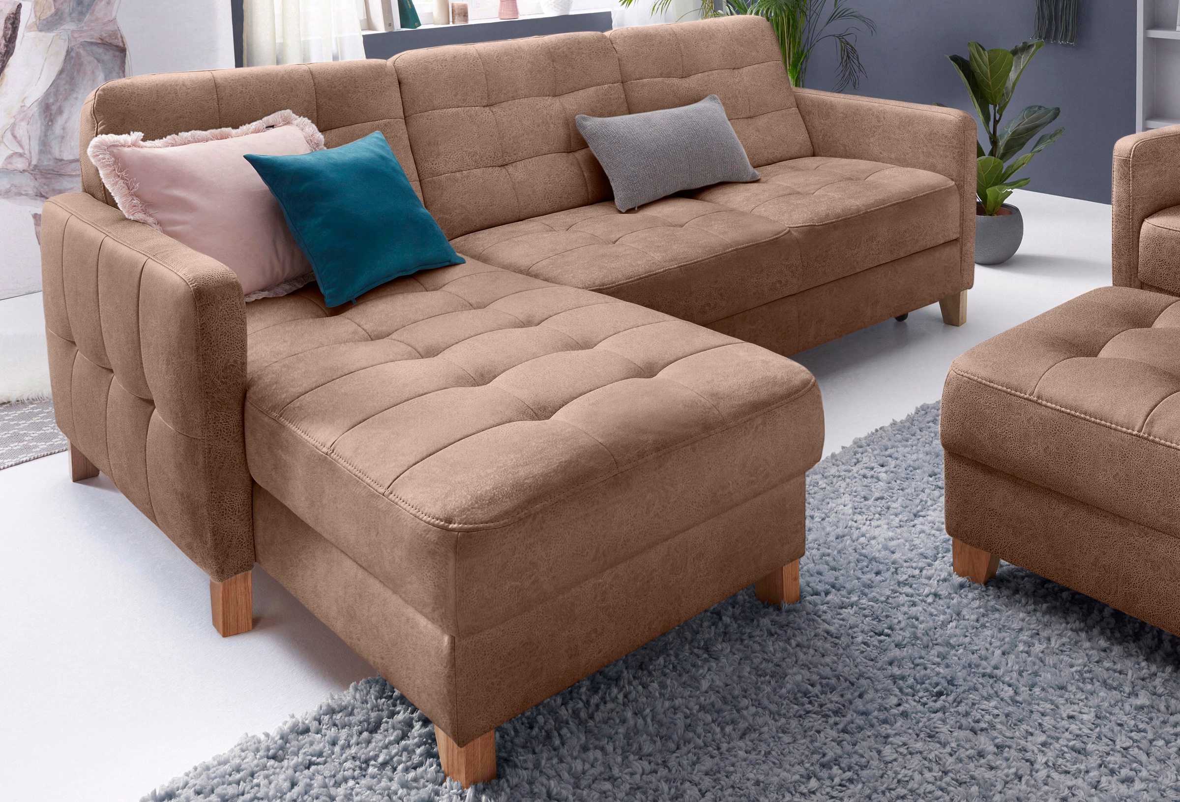 exxpo - sofa fashion Ecksofa »Elio, kompakt und komfortabel, bequem und zeitloses Design, L-Form«, wahlweise mit Bettfunktion