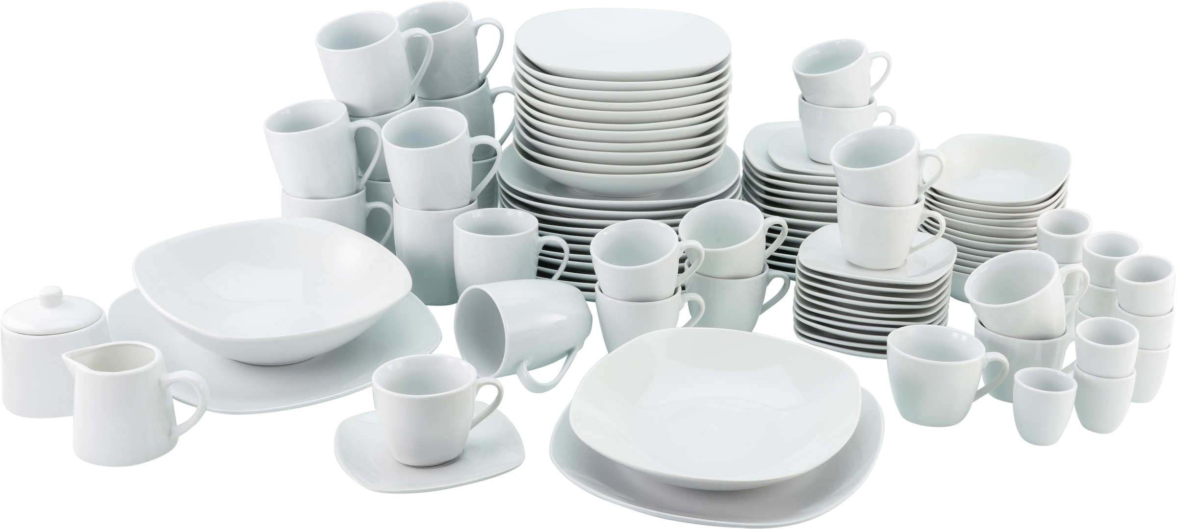 12 klassische Kaffeeservice Service, 100 Form, »Geschirr-Set bei tlg., (Set, für quadratische 12 Kombiservice online 100 Square«, OTTO für Personen), CreaTable Set, und Teile Personen im weiß, Tafelservice