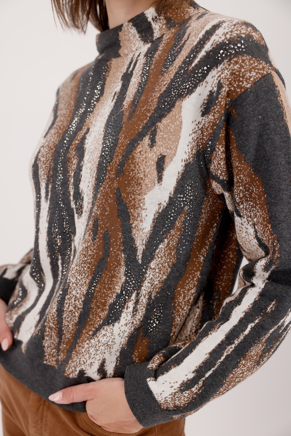 Monari Strickpullover Regular fit mit Rundhalsausschnitt