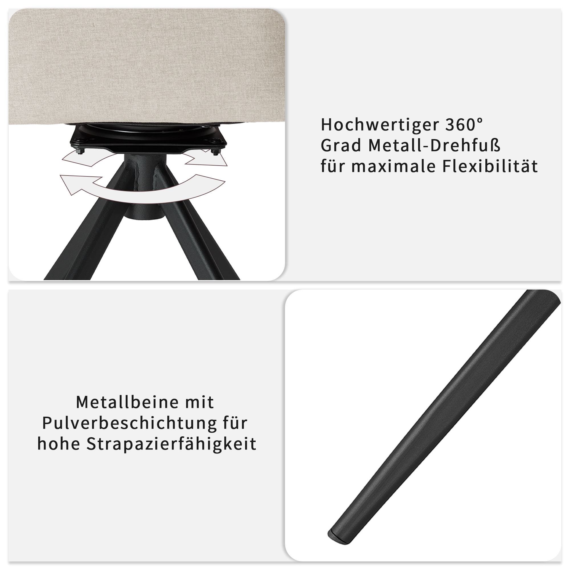 OTTO home Drehstuhl »Amoreve« (Set) 2 Stk.hochwertiger Strukturstoff, ergonomisches Design, Metallgestell