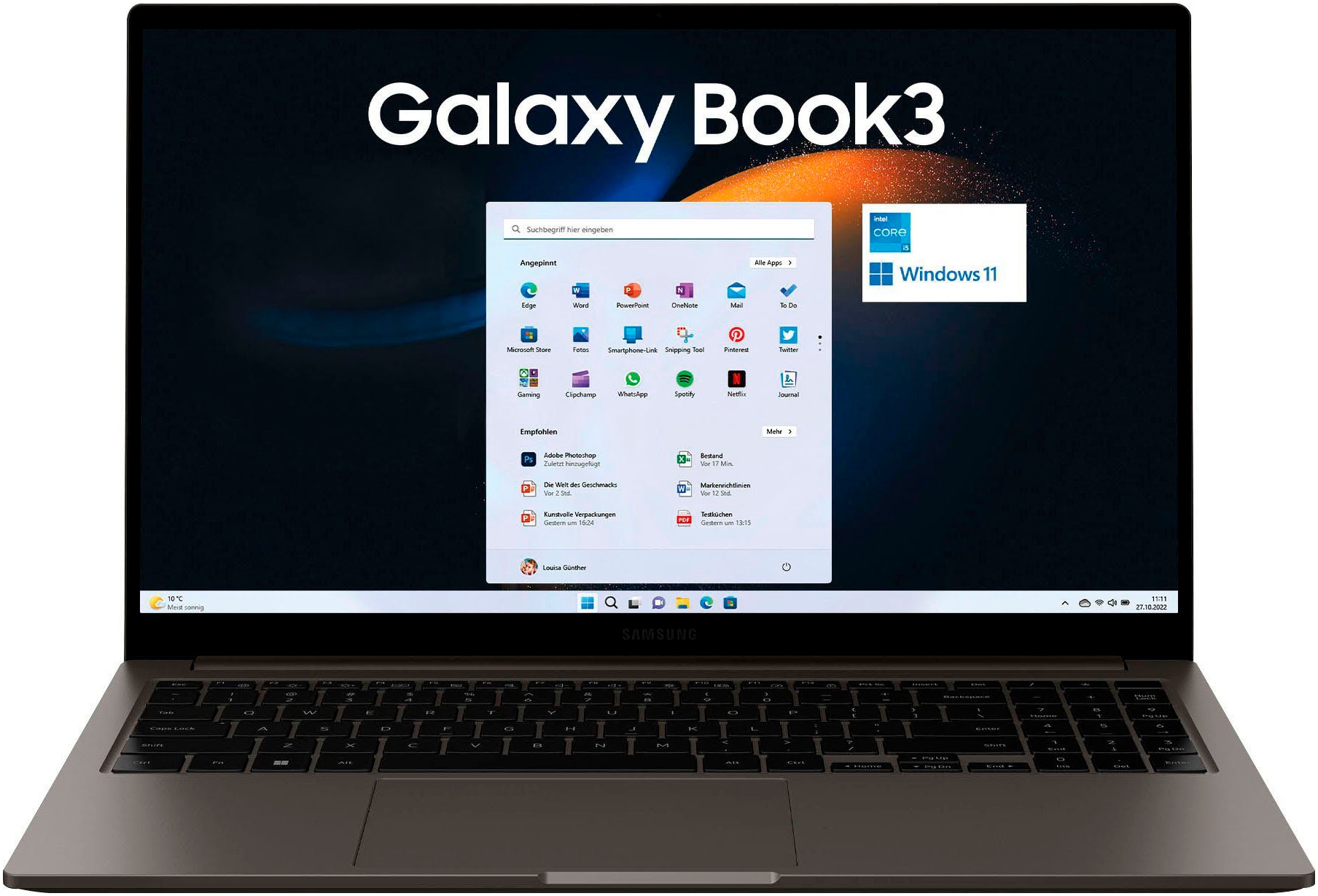 Notebook »Galaxy Book3«, 39,6 cm, / 15,6 Zoll, Intel, Core i5, Iris Xe Graphics, 512...