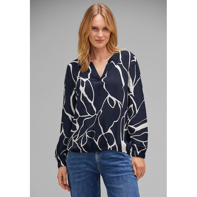 STREET ONE Druckbluse »Langarmbluse Printed splitneck blouse«, aus softer  Viskose im OTTO Online Shop
