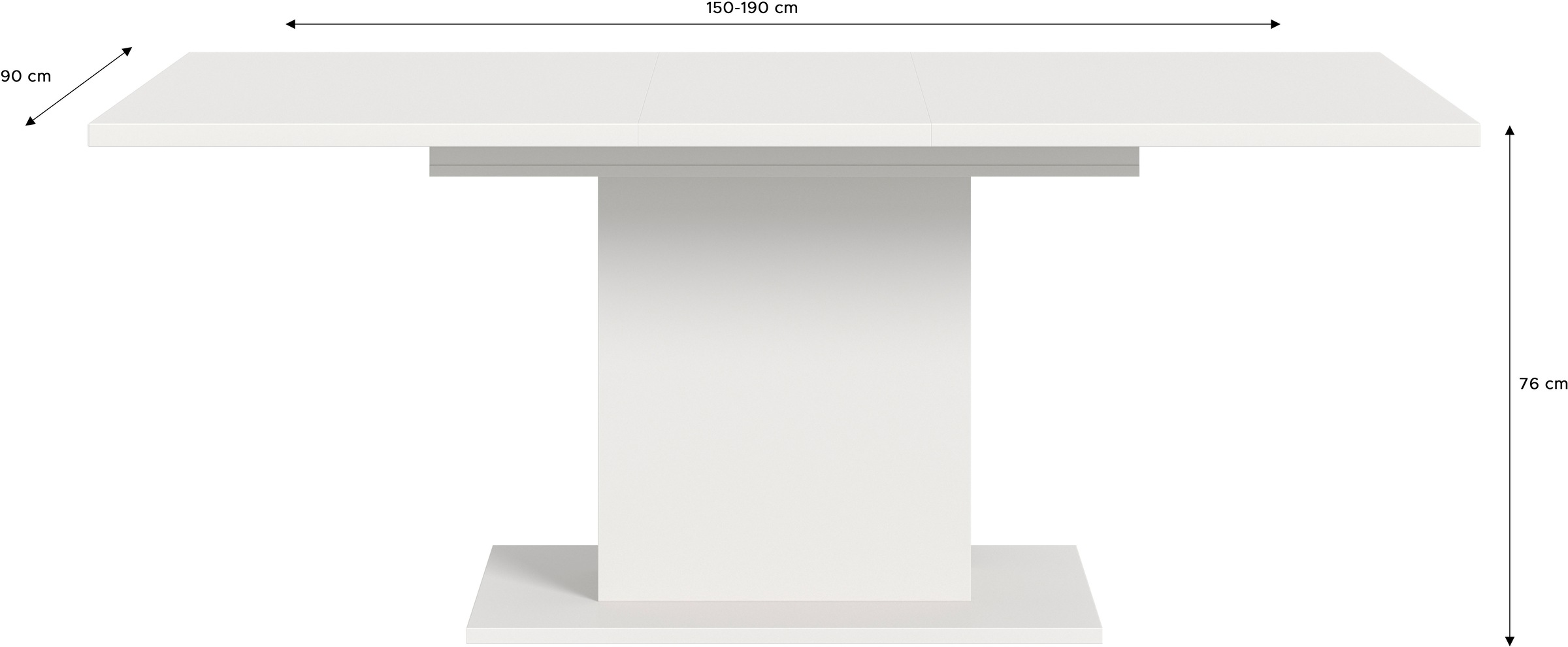 INOSIGN Esstisch »Motus, ausziehbar 150 -190 cm, inklusive 40 cm Einlegeplatte« Set, 1 Stk. tlg. Säulengestell mit Bodenplatte, Tisch, Küchentisch, Esszimmer, Küche