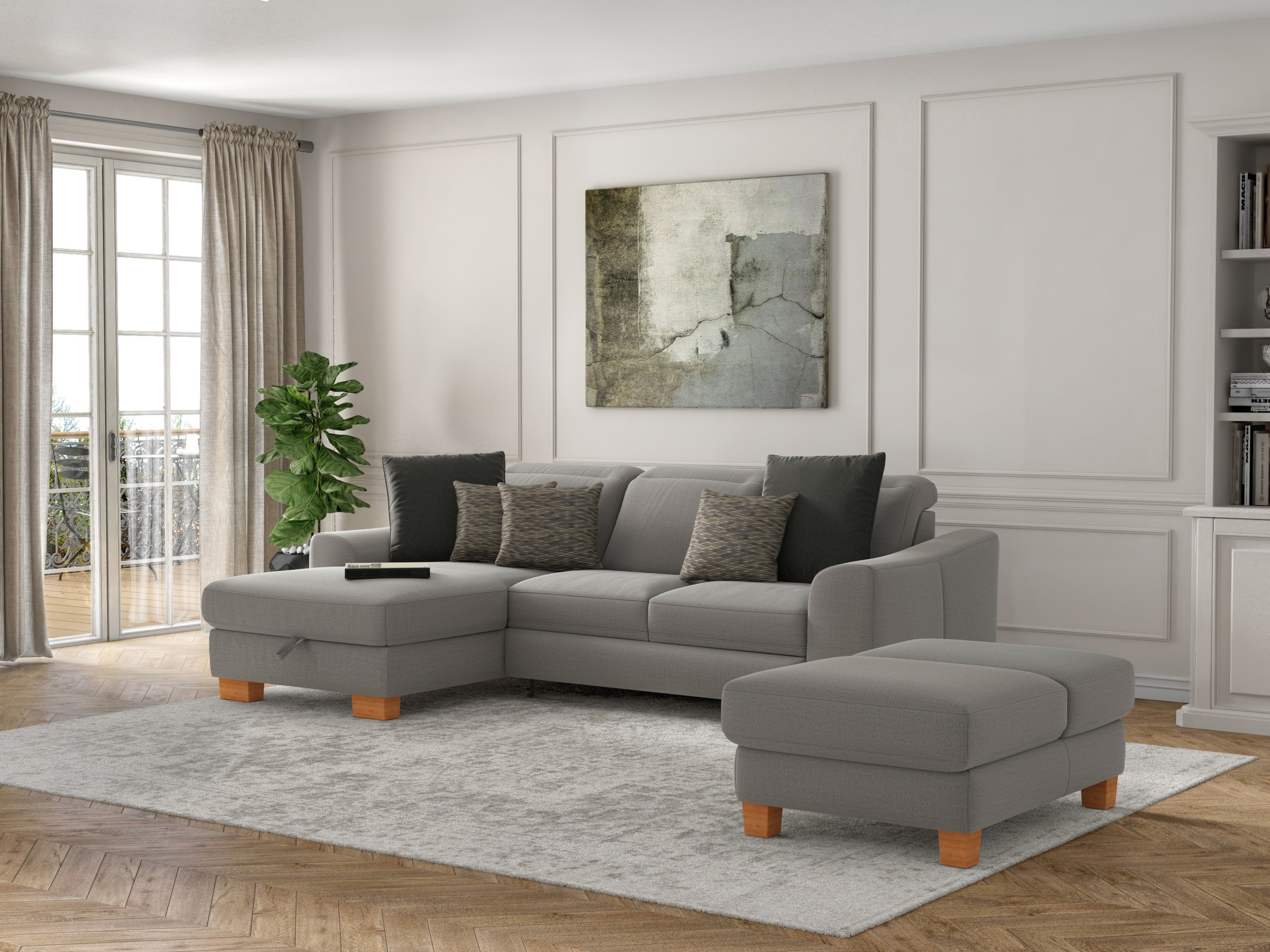 sit&more Polsterhocker »Dundee« mit Klappfunktion, Federkern und hochwertigen Massivholzfüßen