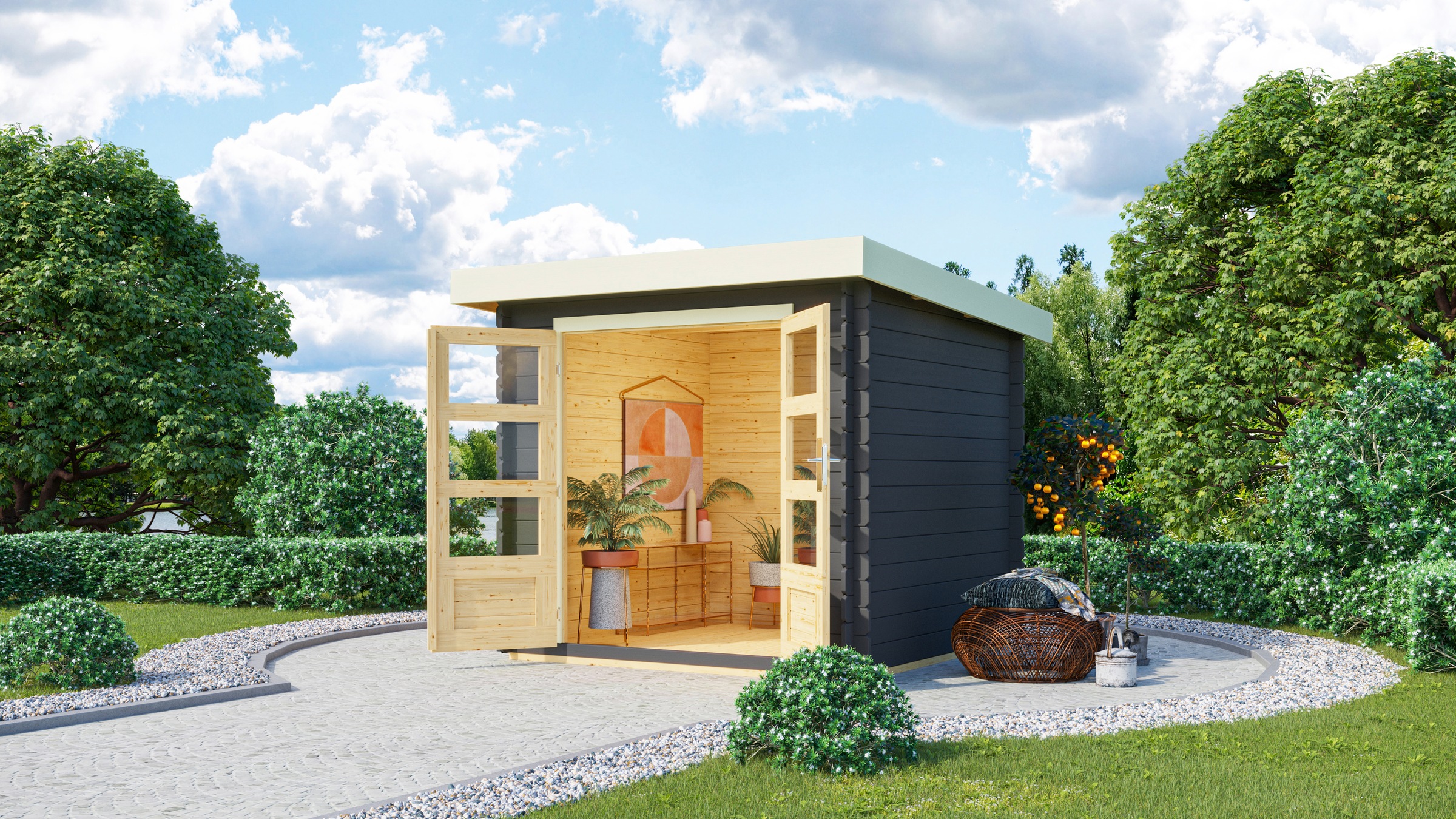 KONIFERA Gartenhaus »Schloßsee 2«, (Set), mit Fußboden im Haus kaufen