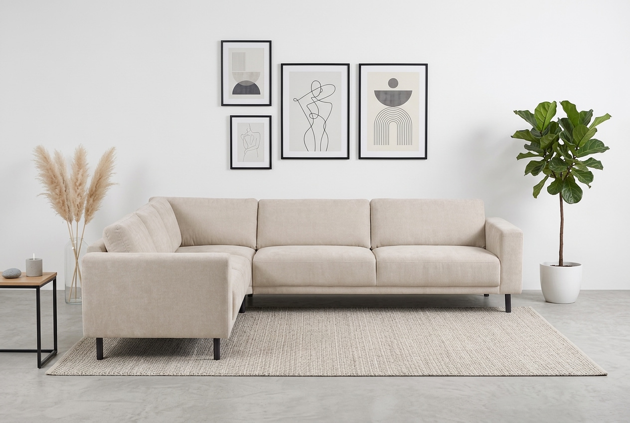 OTTO home Ecksofa »Sveeva, L-Form, B.288 cm, schwarze Metallfüße« langlebiger Strukturstoff, mit Wellenunterfederung, viele Farben