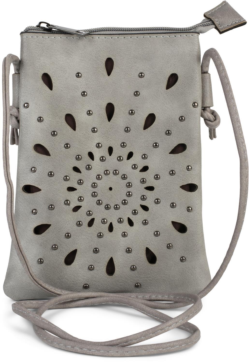 styleBREAKER Mini Bag »Mini Umhängetasche Blumen Cutouts und Nieten«