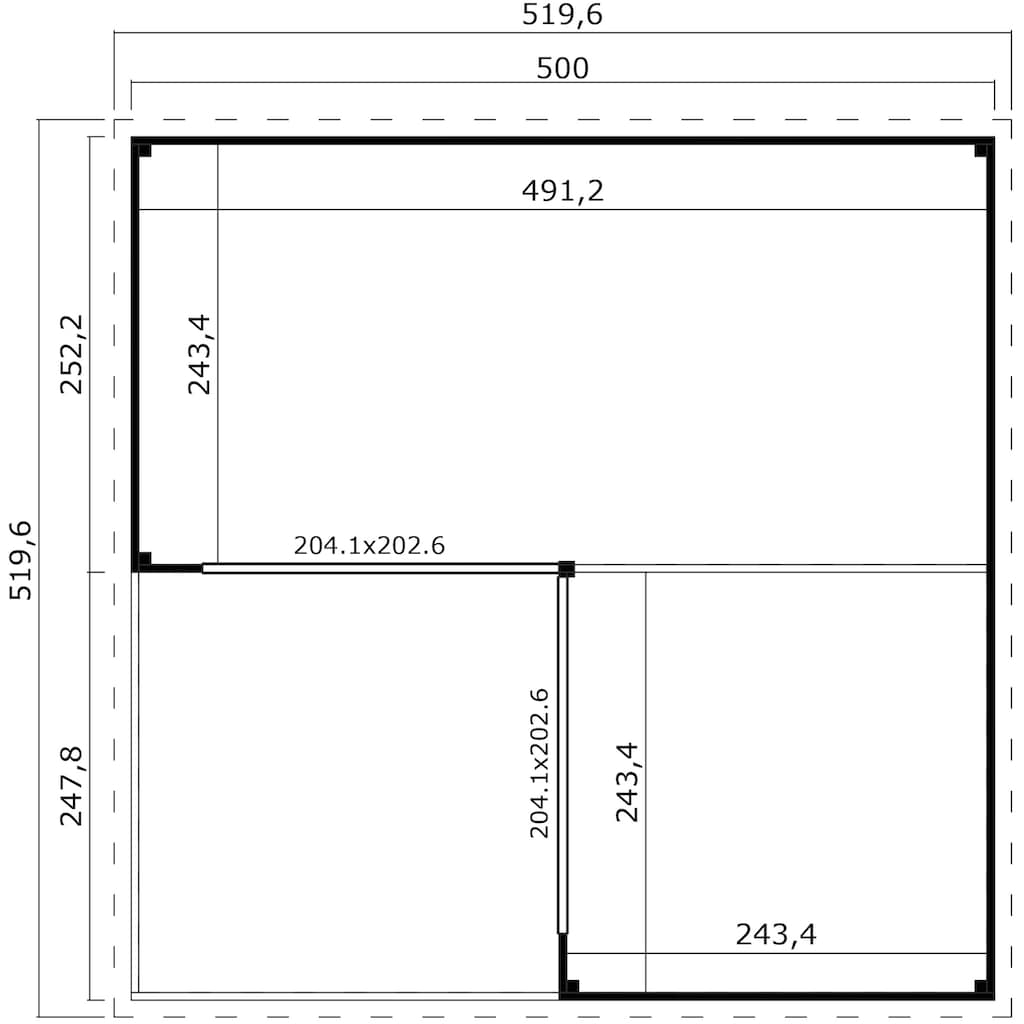 LASITA MAJA Gartenhaus »DOMEO 6 LOGGIA GLETSCHERGRÜN/ANTHRAZIT«, (Set)