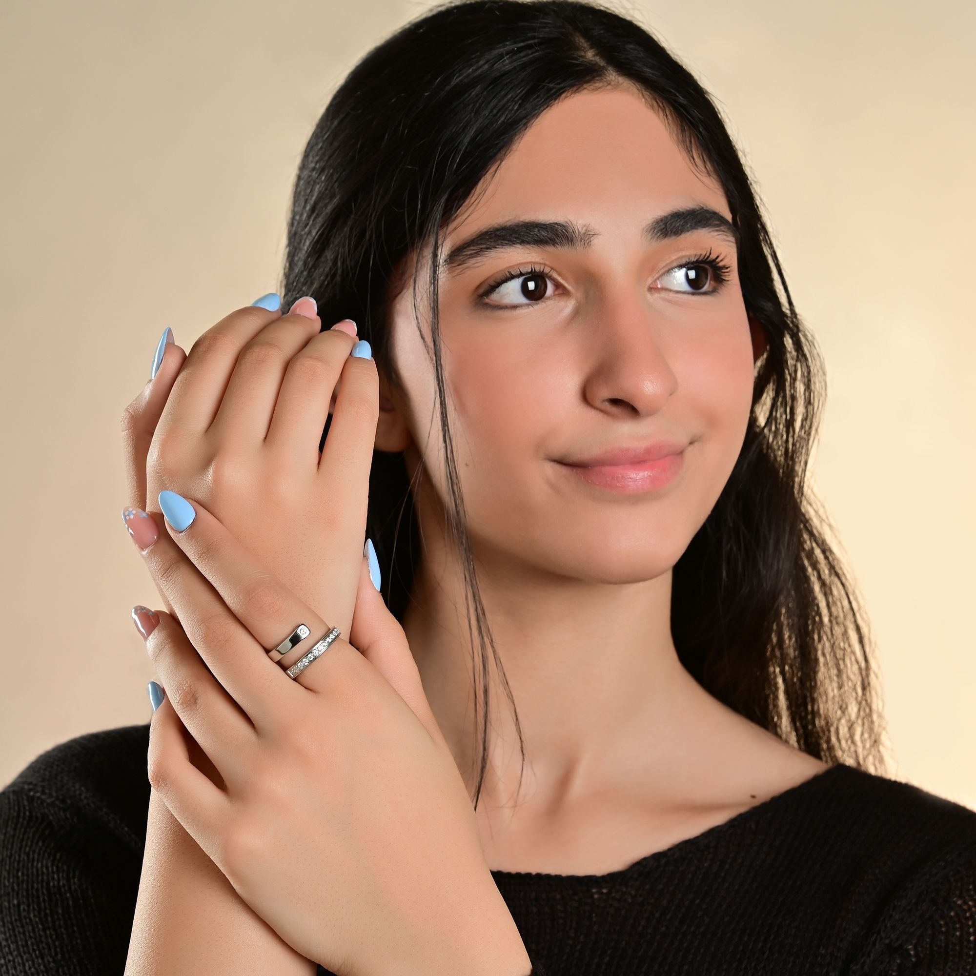 Adelia´s Fingerring »Damen Ring aus Edelstahl mit Strass Steinchen«