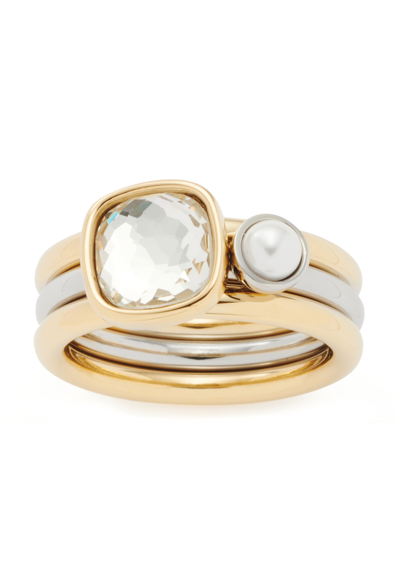 LEONARDO Ring-Set »Cuscino, 021619, 021620, 021621«, (Set, 2 tlg.), mit Kristallglas - mit Perle (synth.)