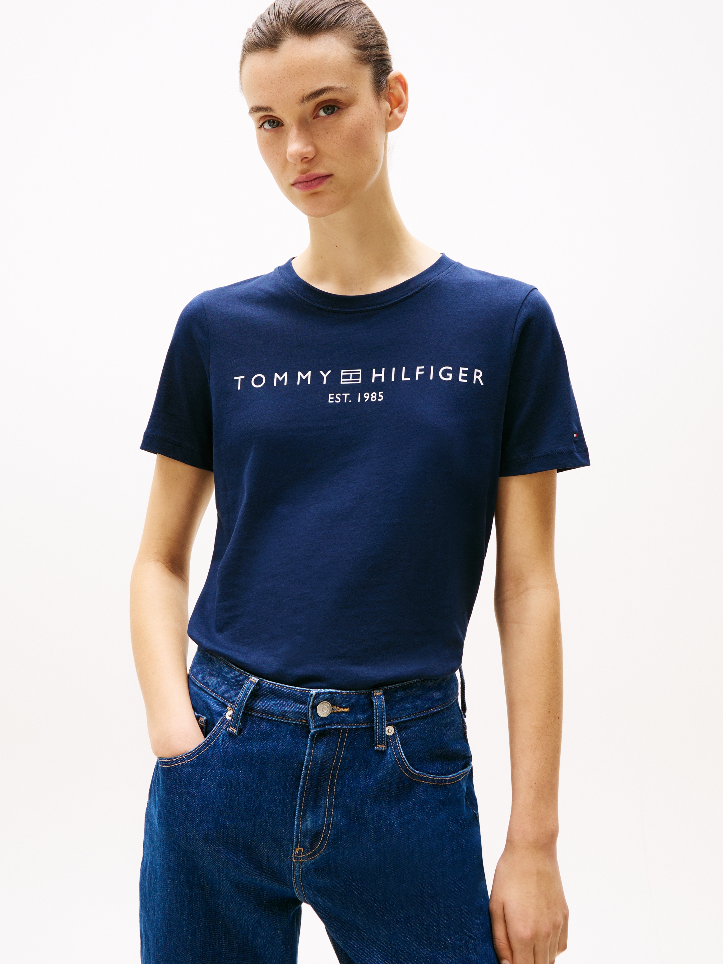 Tommy Hilfiger T-Shirt »REG CORP LOGO C-NK SS«, mit Logoschriftzug