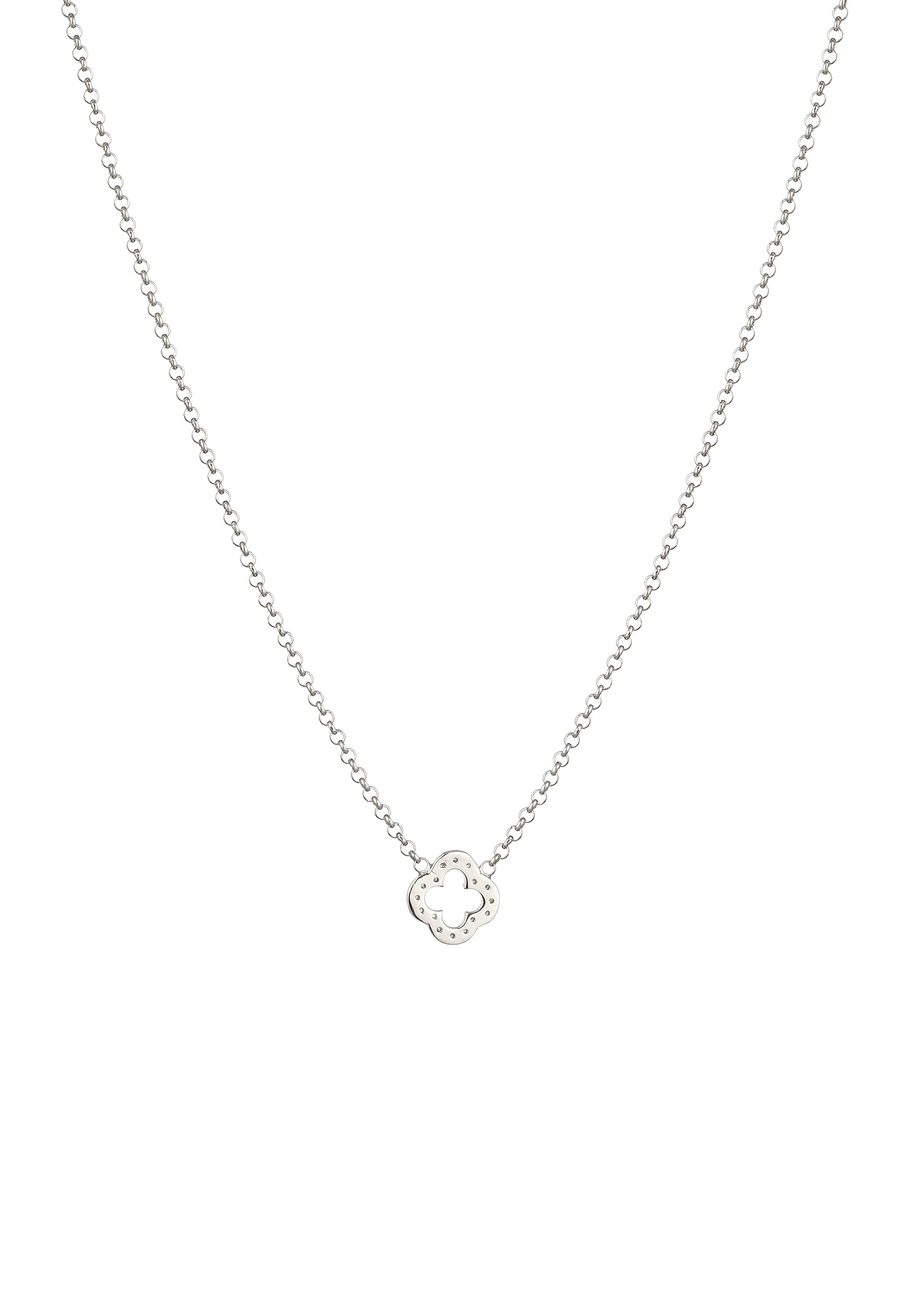 Elli Choker »Halskette Choker Kleeblatt Zirkonia Weiß 925 Sterling Silber«