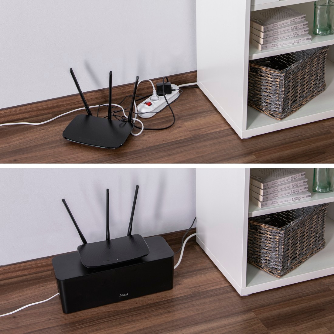 Hama Kabelbox »Kabelbox für Standard 6er Steckdosenleisten, Stecker, Kabel, Ladegerät« 1 Stk. tlg. Schlichtes Design, Schreibtisch, Tisch, große Aufbewahrungsbox