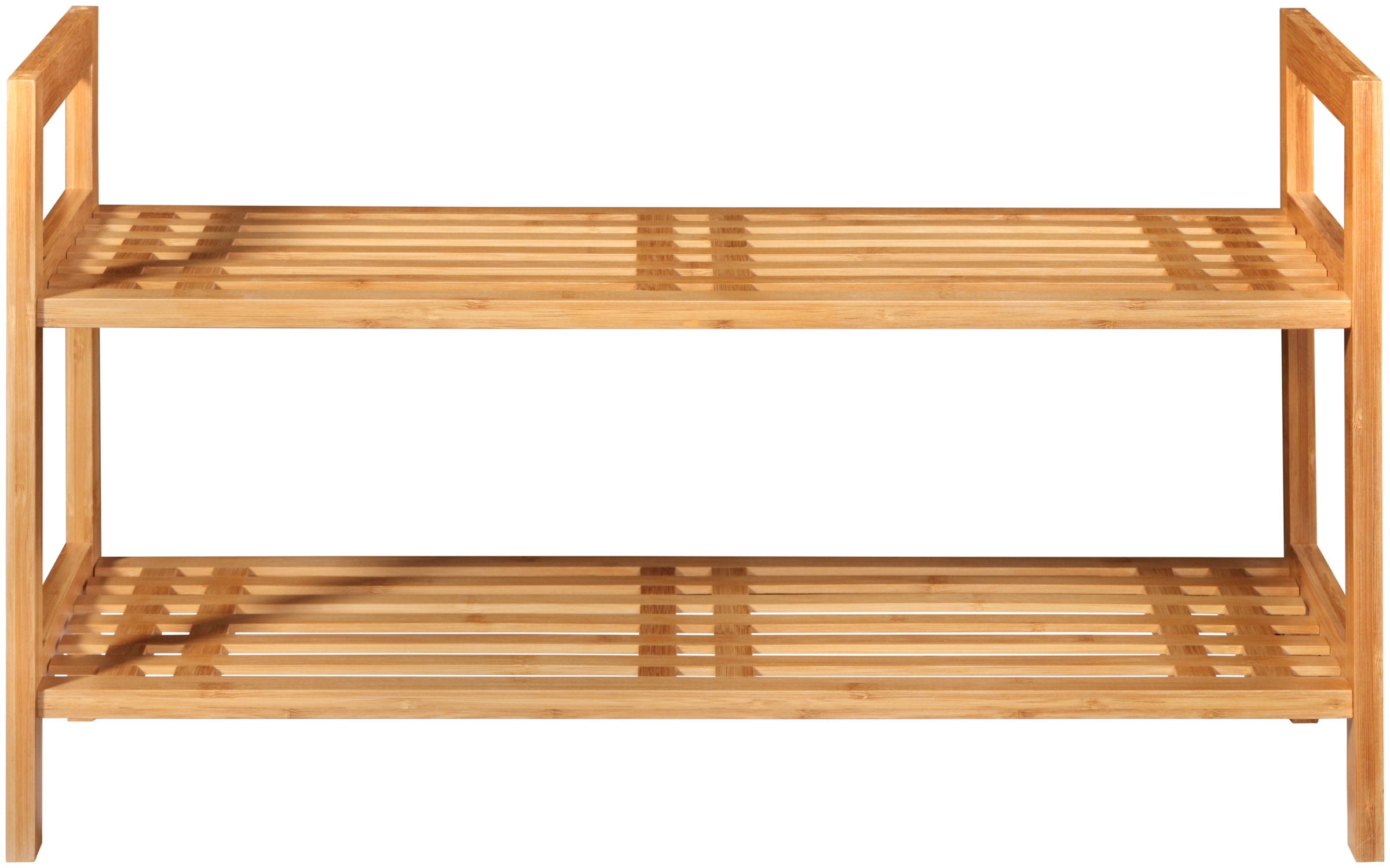welltime Schuhregal »Bambus«, Breite 70 cm, Regal mit 2 Ablagen, Stapelregal aus Bambus