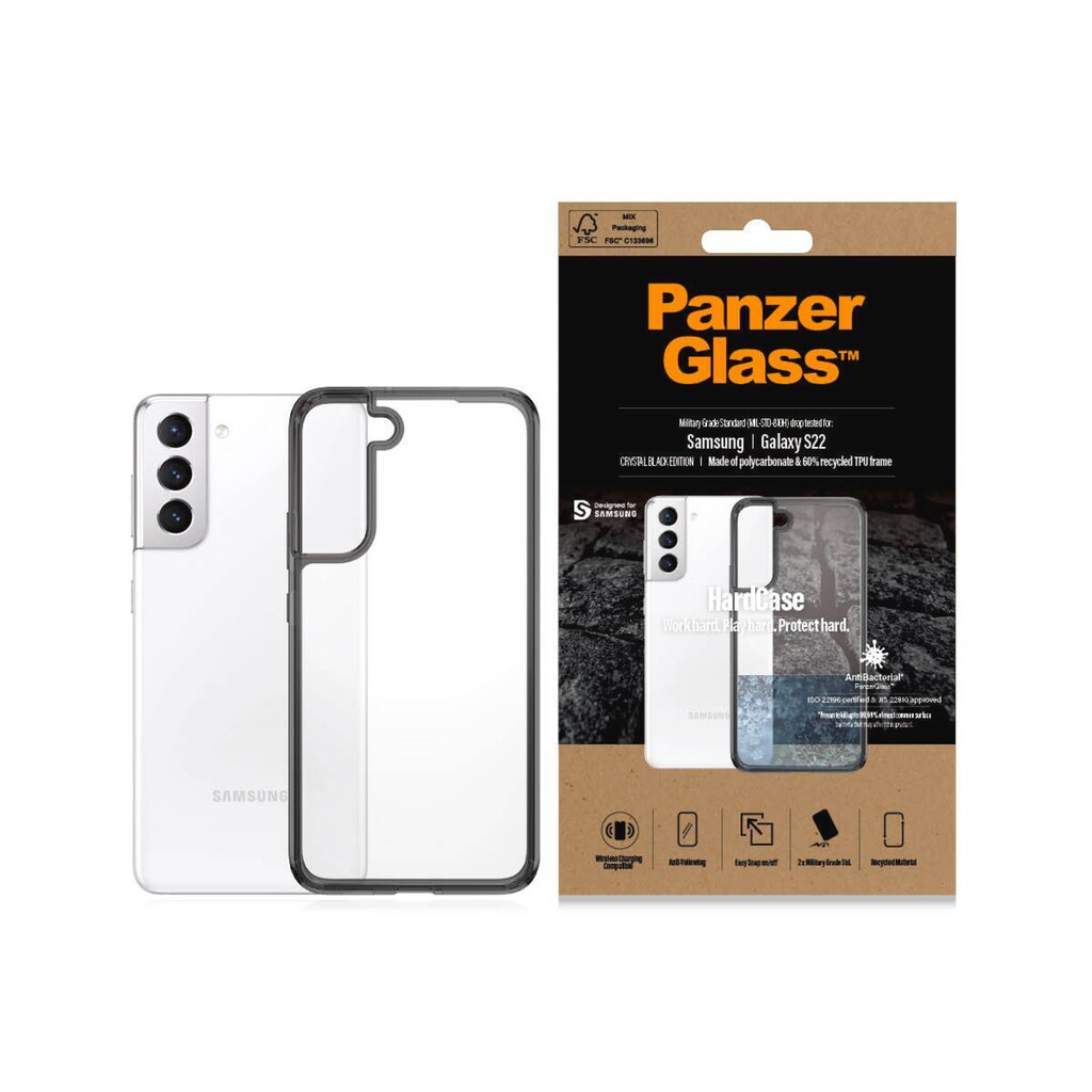 PanzerGlass Displayschutzglas »HardCase für Samsung Galaxy S22 Antibakteriel«, (1 St.)