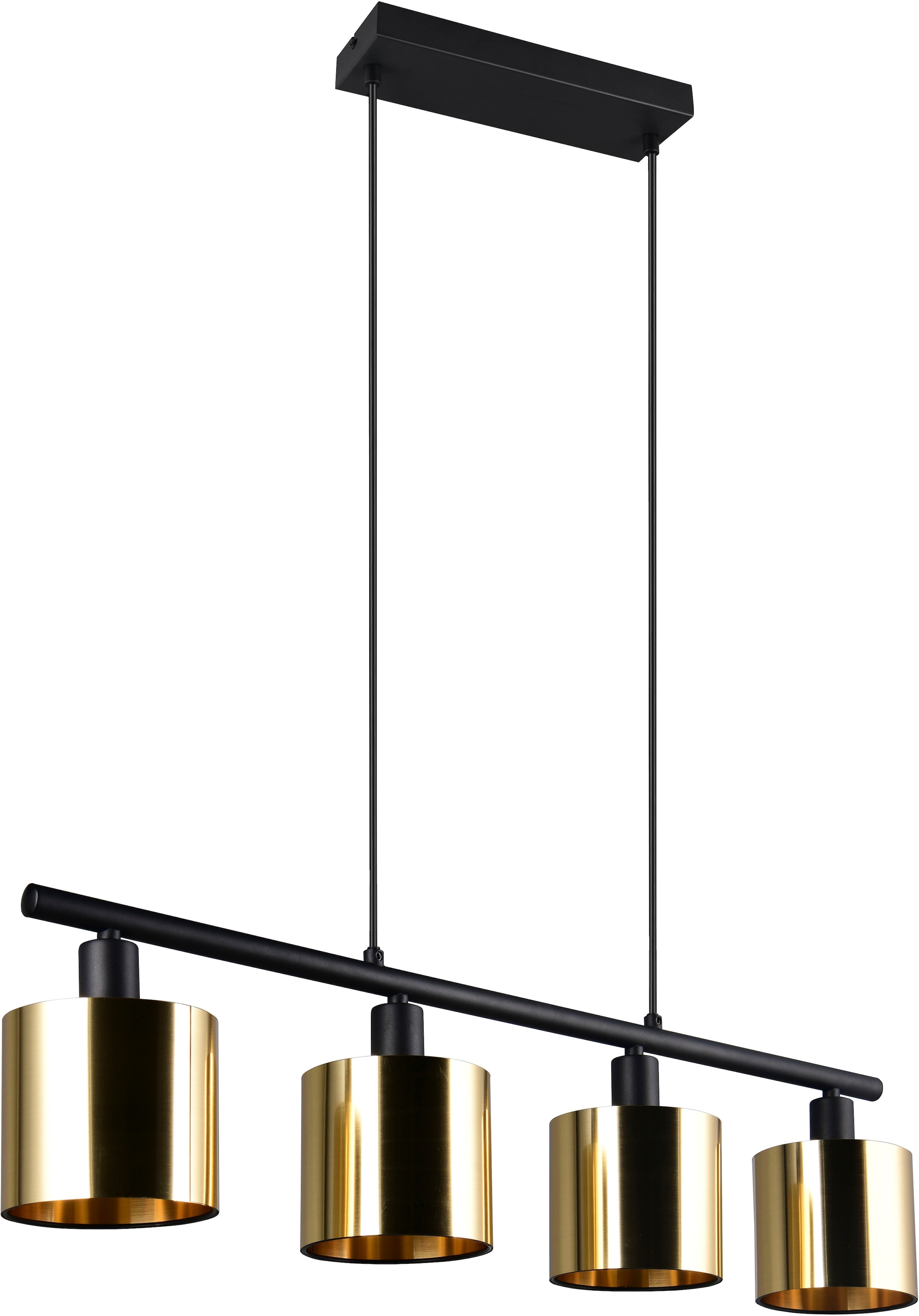 REALITY Leuchten Pendelleuchte »JASON, Hängelampe Esszimmerlampe,  4-flammig, exkl. 4xE14 max 10W« E14 1 Stk. warmweiß - kaltweiß höhenverstellbar max 150cm, mit semi-transparenten Kunststoff-Schirmen