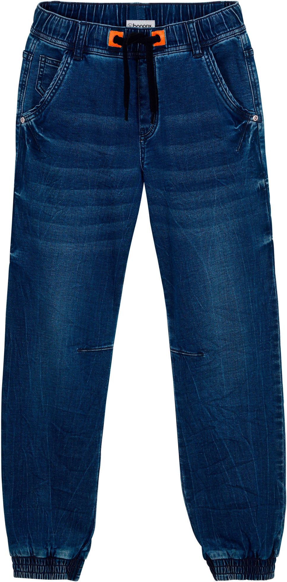 bonprix Regular-fit-Jeans »Regular-Fit-Schlupf-Jeans aus Sweatdenim, Tapered« mit elastischem Hosenbund, mit elastischen Beinabschlüssen