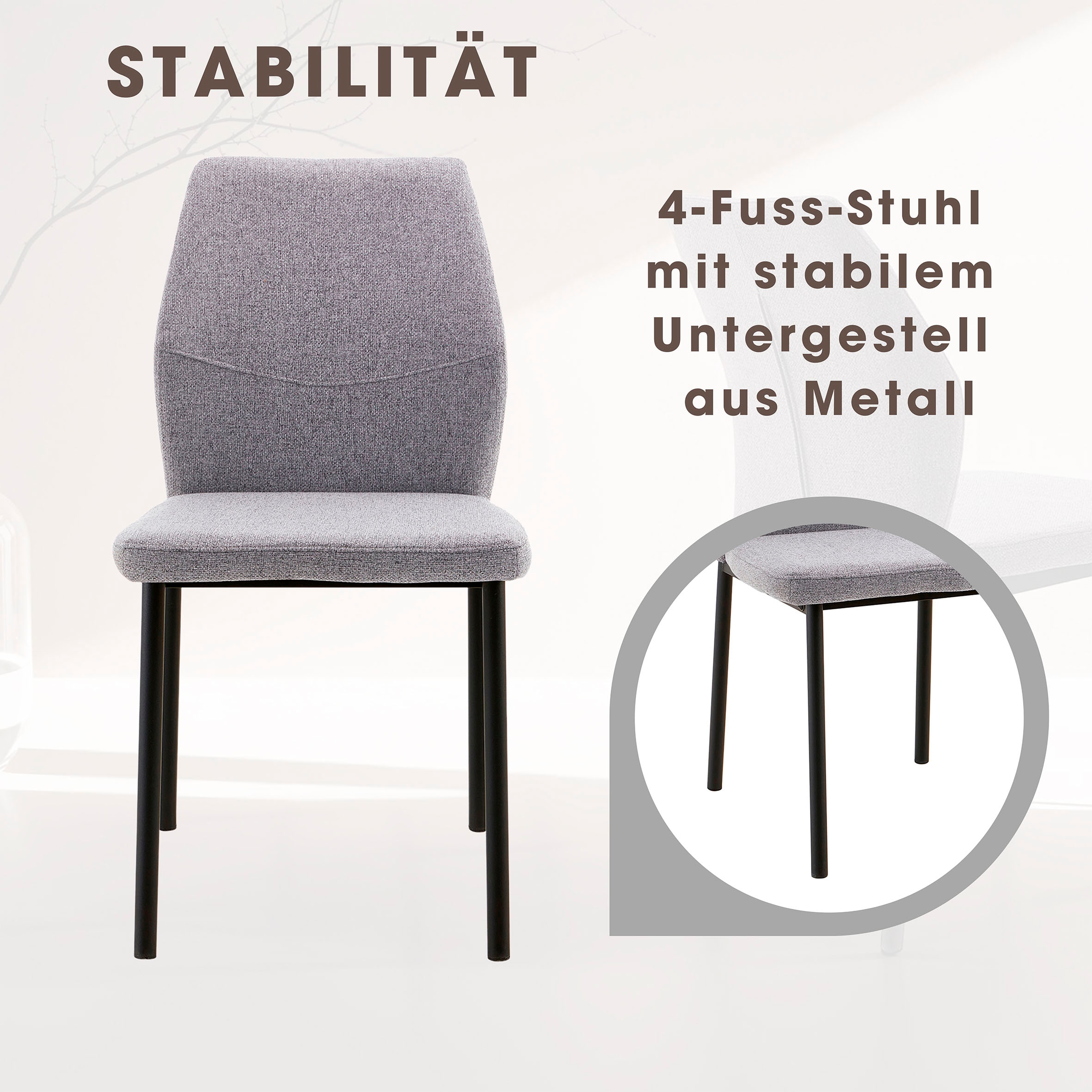 Home affaire Esszimmerstuhl »Lumos«, (Set), 4 St., Webstoff, Webstoff in vielen Farben erhältlich mit stabilem Metalluntergestell